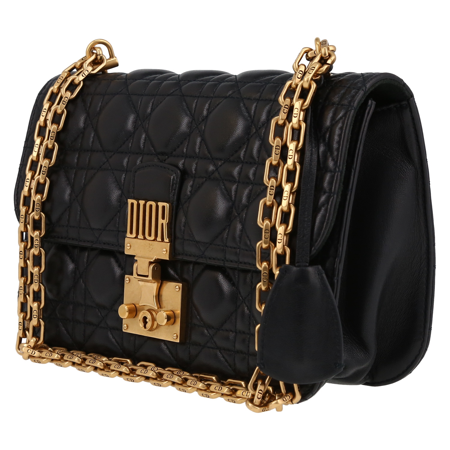 Sac bandoulière Dior  Dioraddict en cuir cannage noir - Detail D3