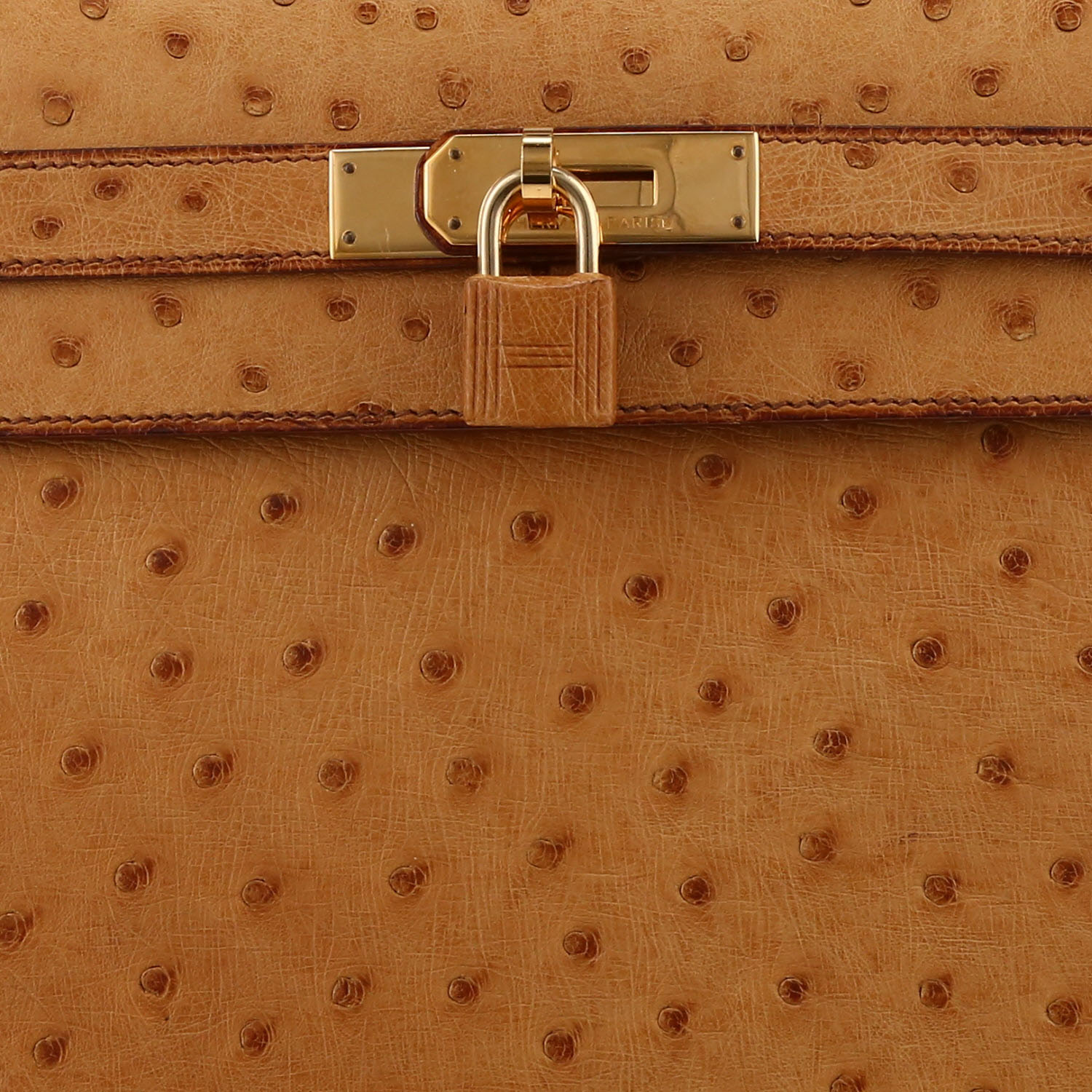 Borsa Hermès  Kelly 32 cm in struzzo gold - Detail D1