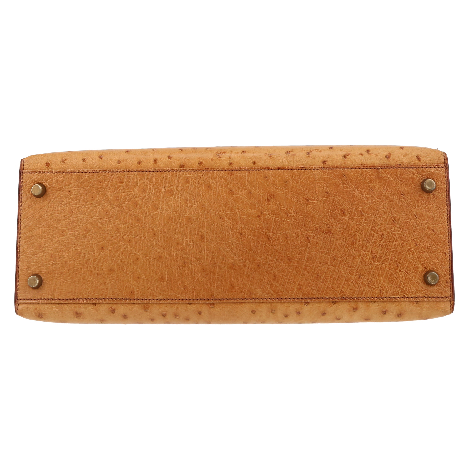 Hermès  Kelly 32 cm handbag  in gold ostrich leather - Detail D4