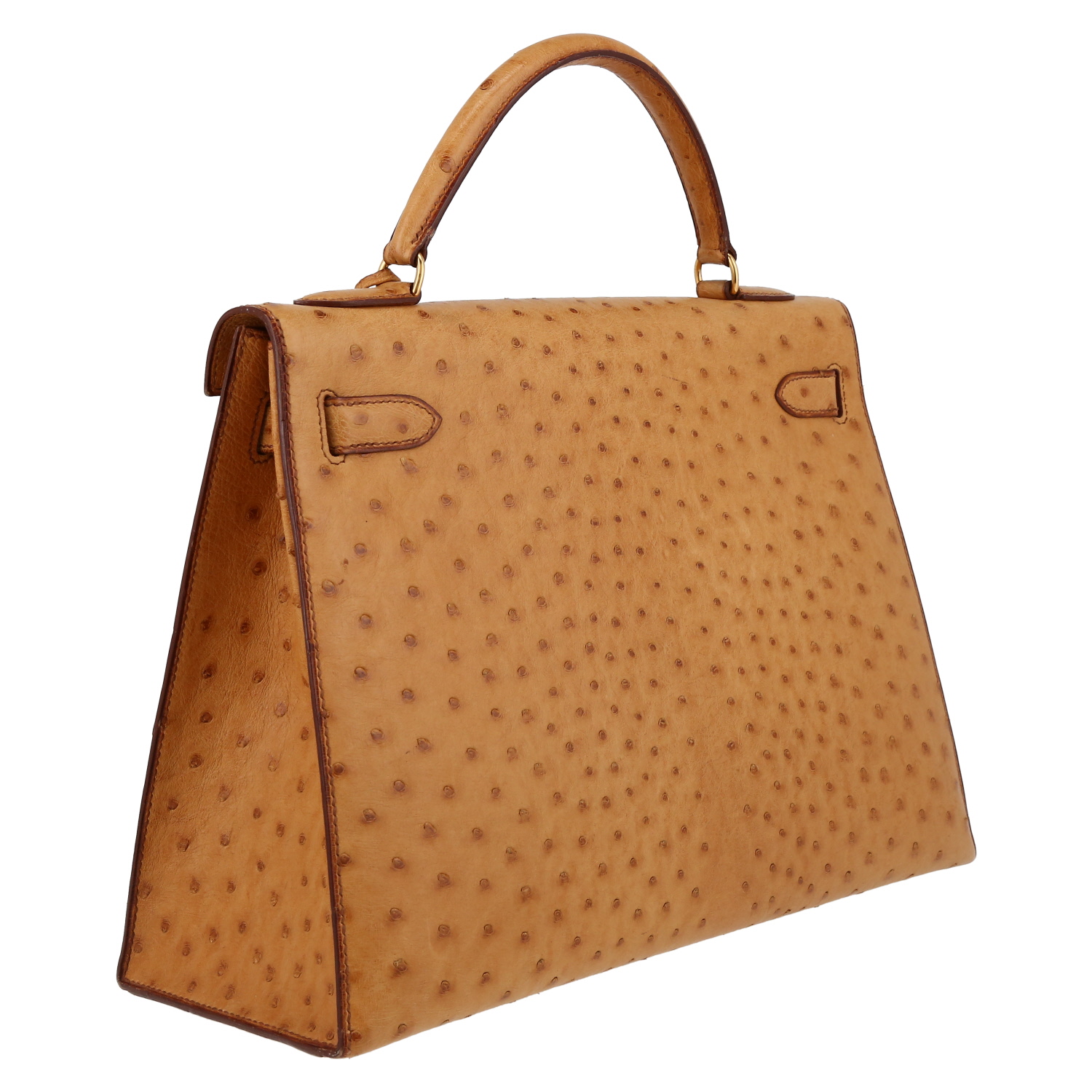 Sac à main Hermès  Kelly 32 cm en autruche gold - Detail D6