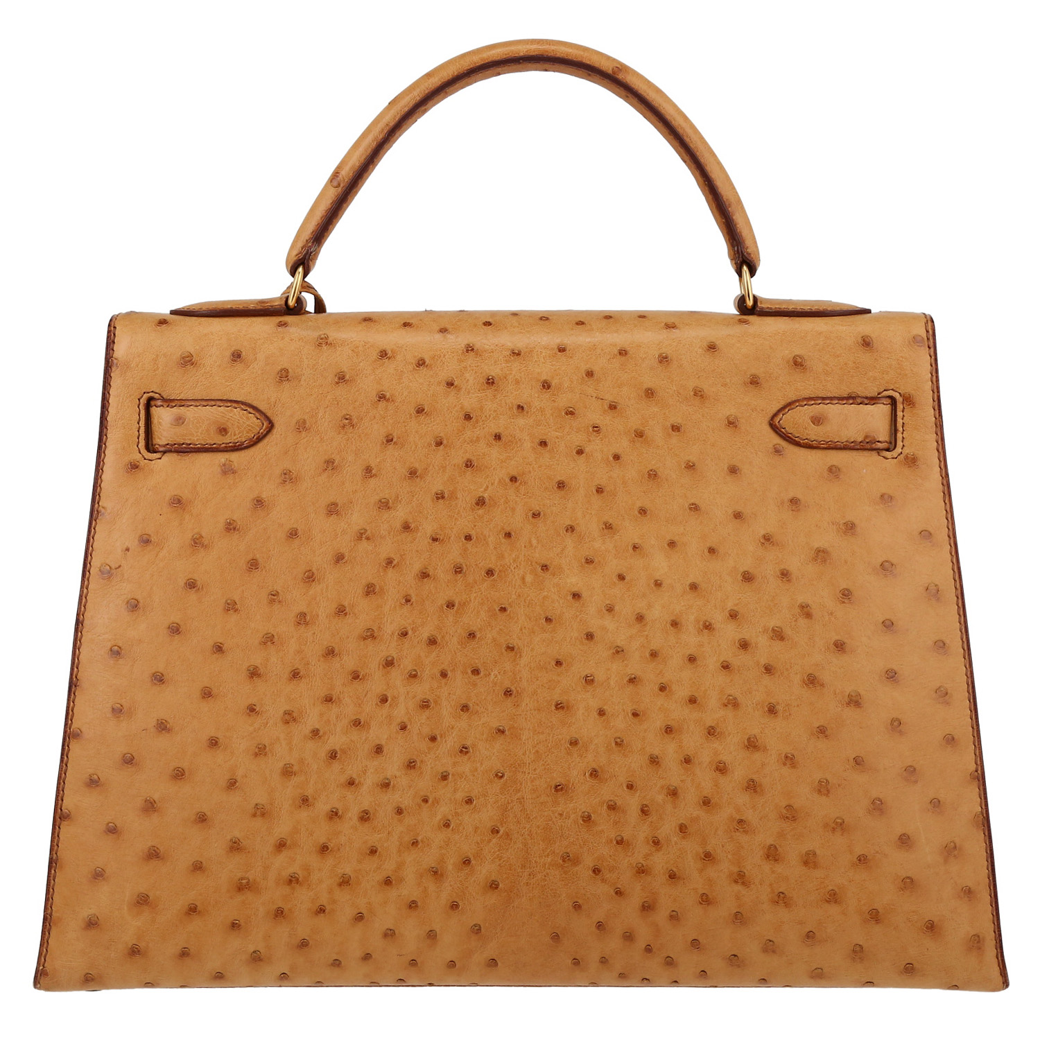 Sac à main Hermès  Kelly 32 cm en autruche gold - Detail D7