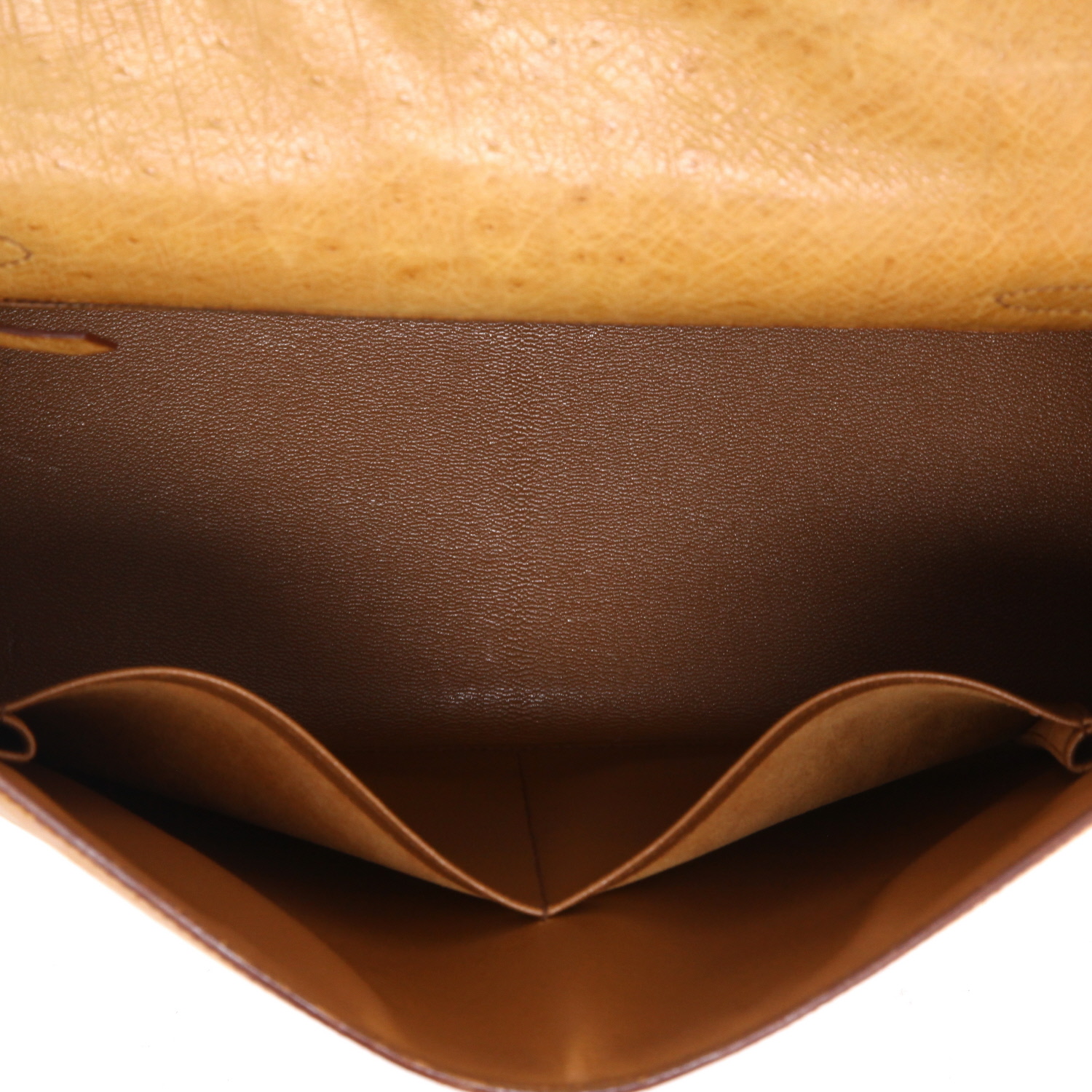 Sac à main Hermès  Kelly 32 cm en autruche gold - Detail D8