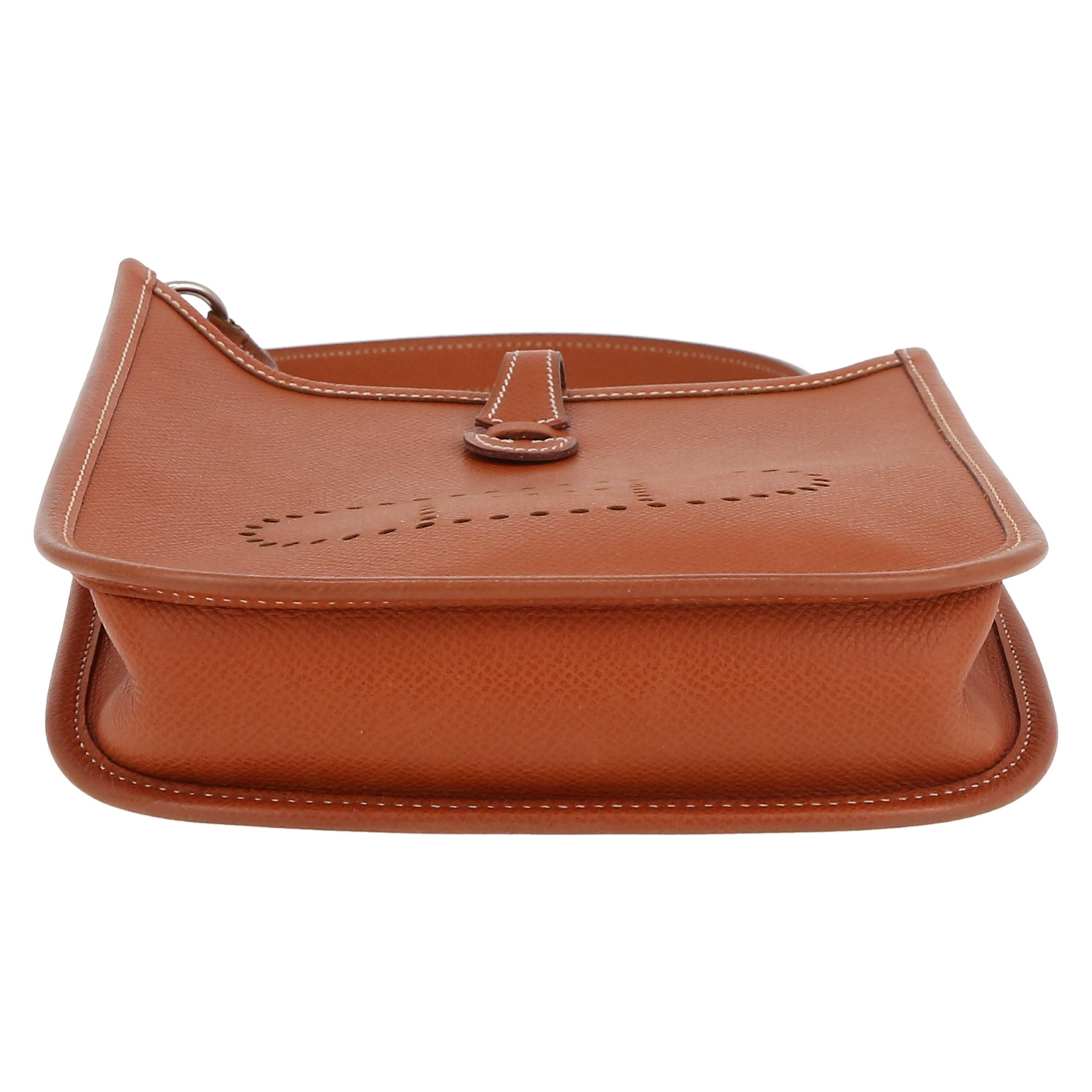 Sac bandoulière Hermès  Mini Evelyne en cuir epsom gold - Detail D4