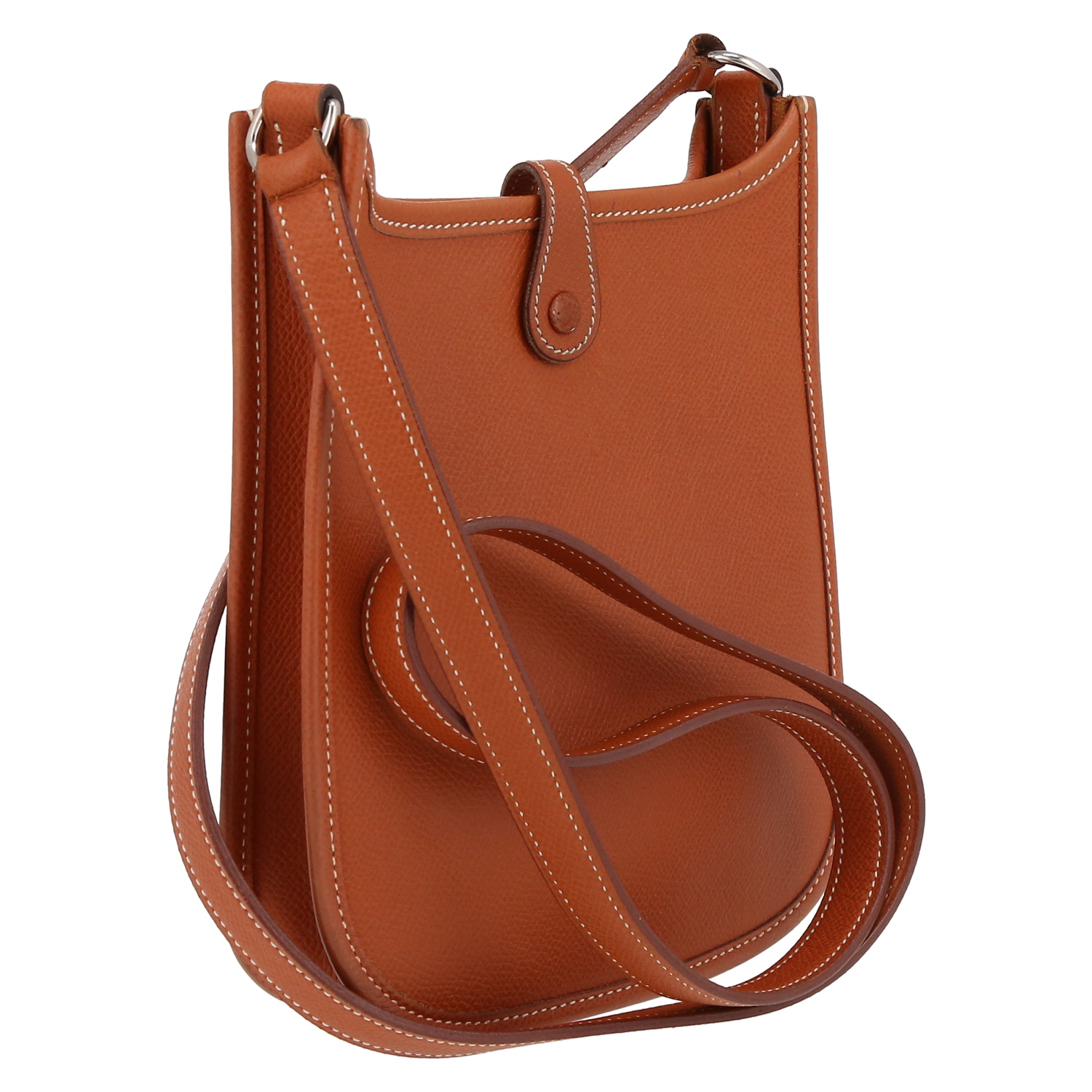 Bolso bandolera Hermès  Mini Evelyne en cuero epsom color oro - Detail D6