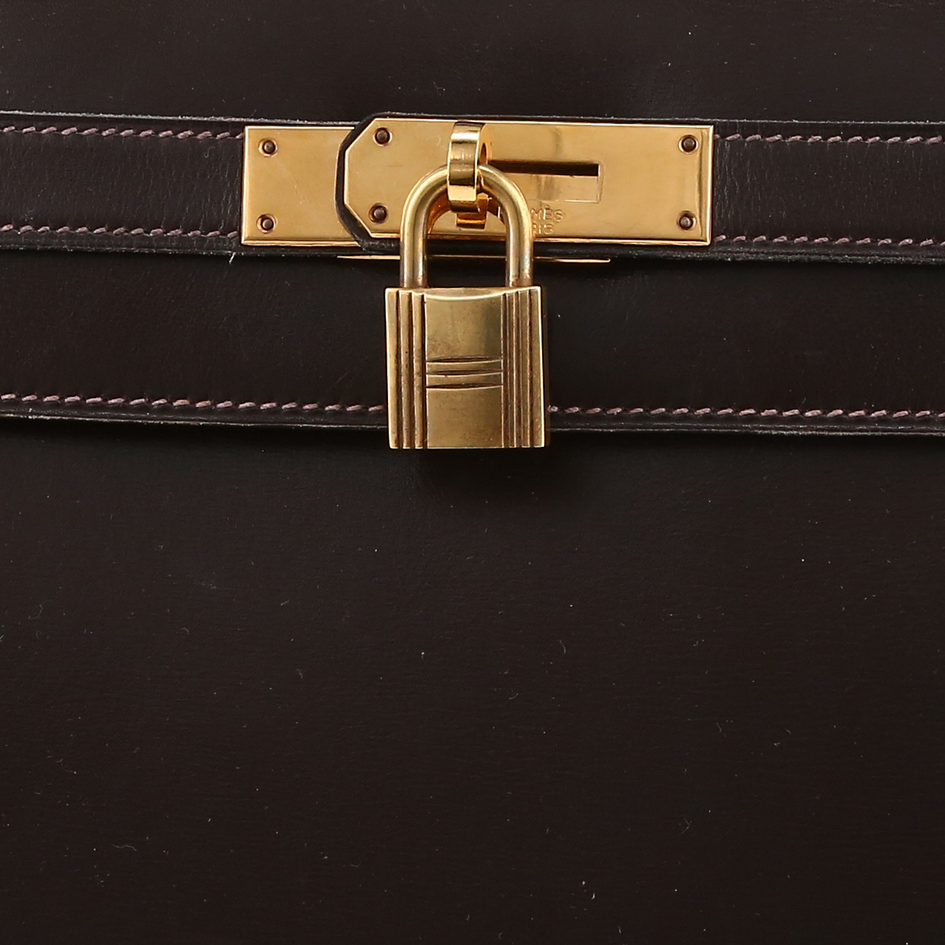 Borsa Hermès  Kelly 28 cm in pelle box marrone - Detail D1