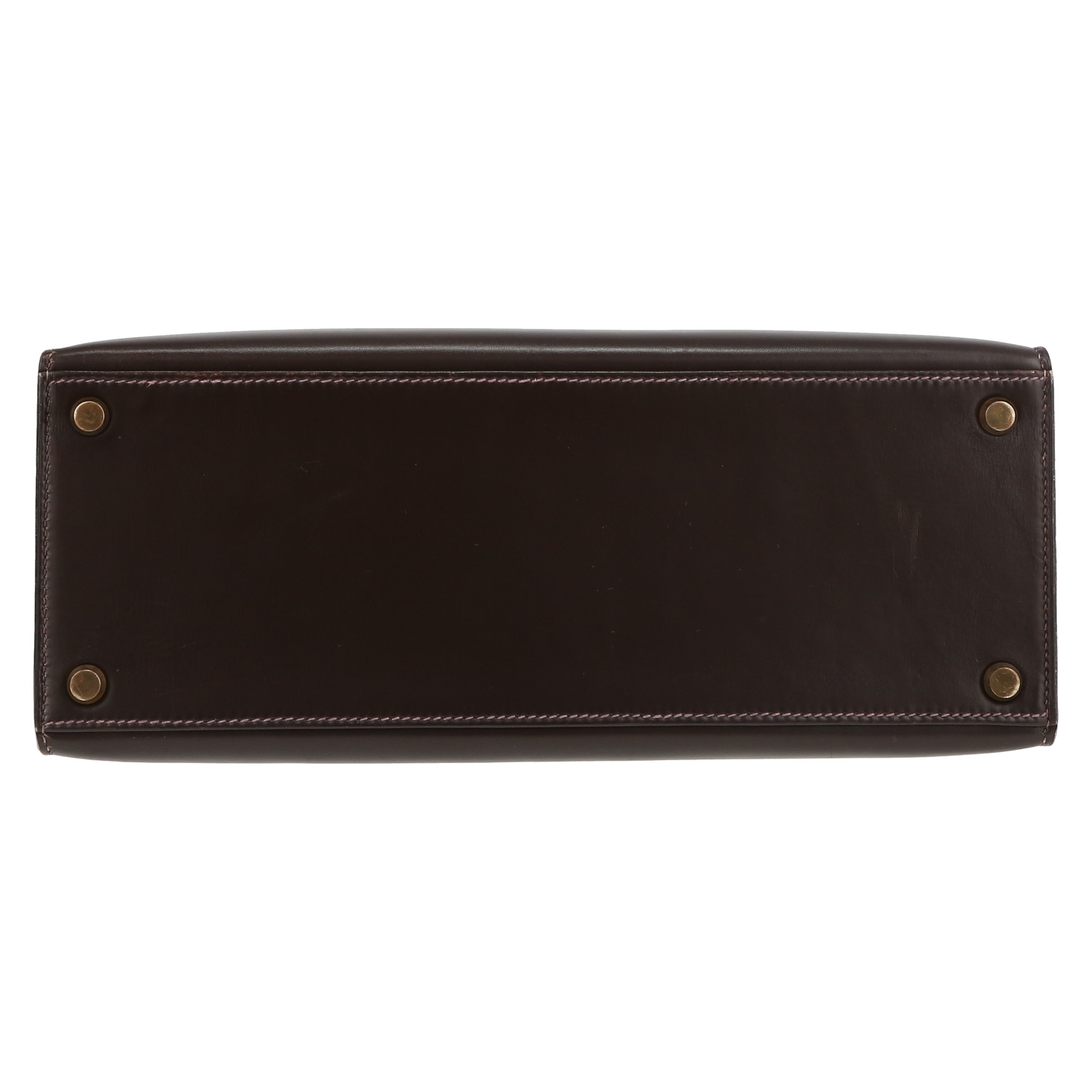 Hermès  Kelly 28 cm handbag  in brown box leather - Detail D4