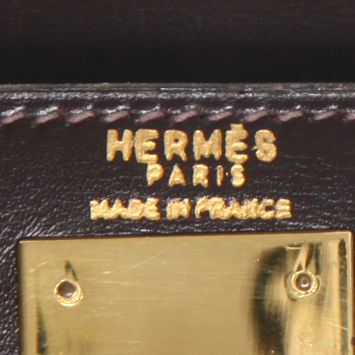 Sac à main Hermès  Kelly 28 cm en cuir box marron - Detail D9