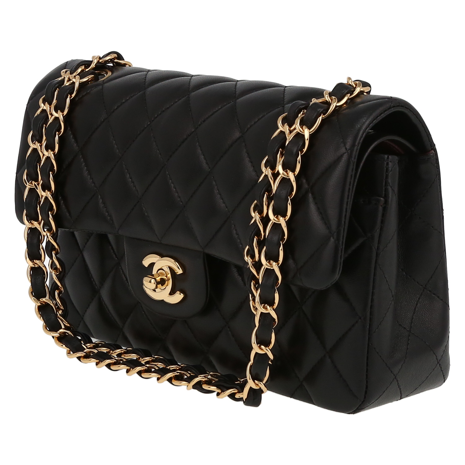 Chanel  Timeless Petit handbag  in black quilted leather - Detail D3