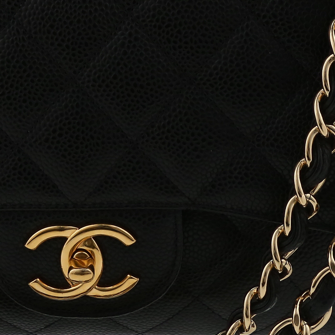 Sac bandoulière Chanel  Timeless Maxi Jumbo en cuir grainé matelassé noir - Detail D1