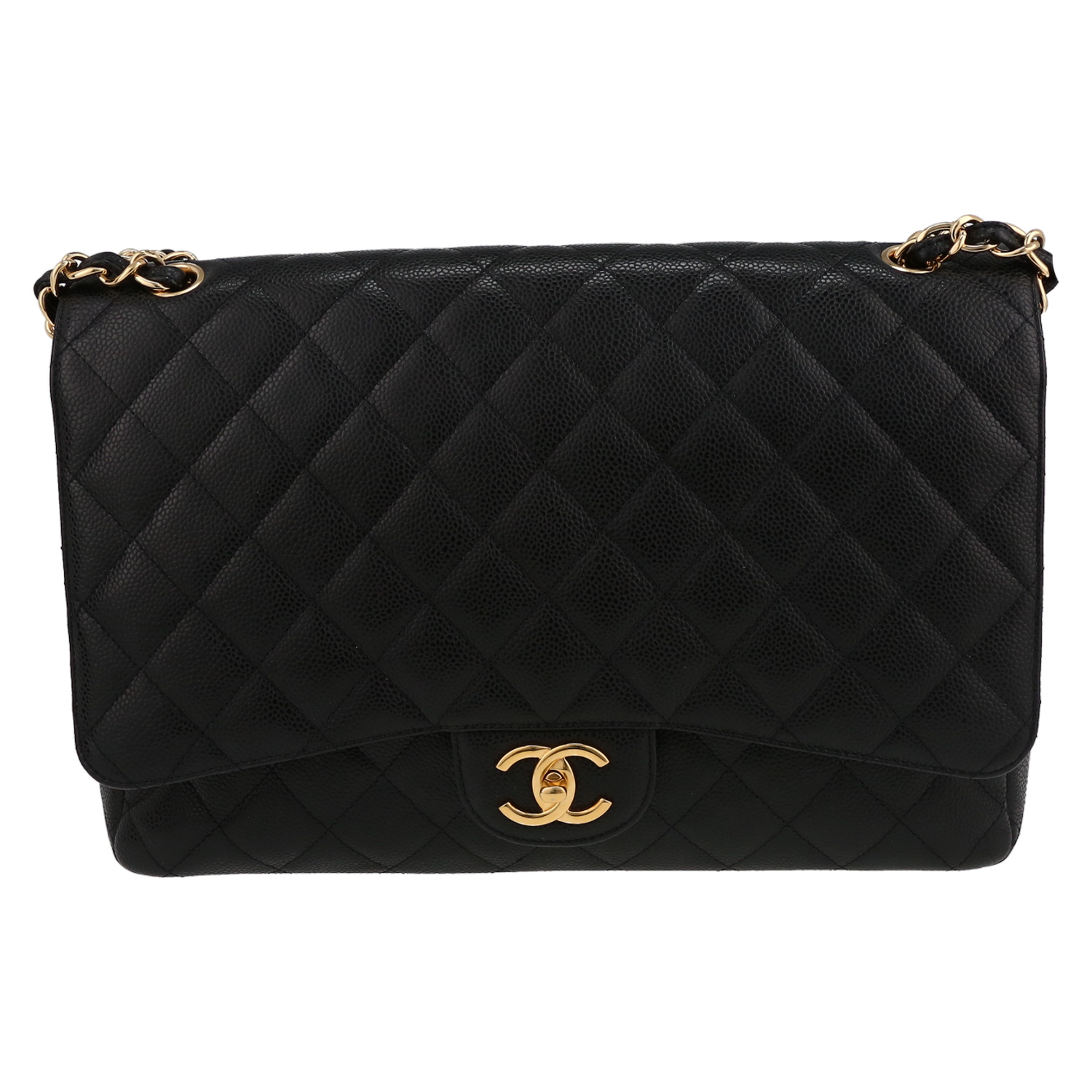 Sac bandoulière Chanel  Timeless Maxi Jumbo en cuir grainé matelassé noir - Detail D2