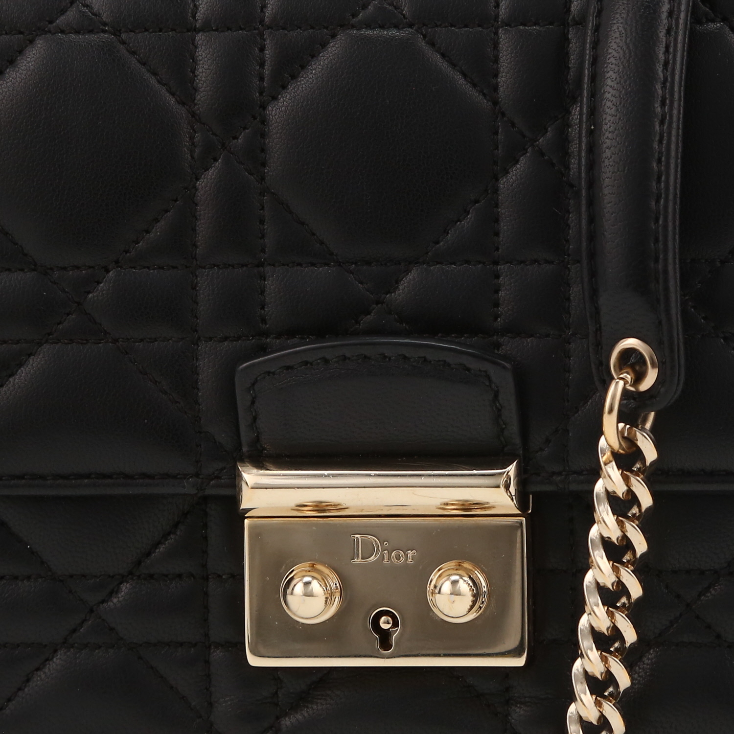 Borsa a tracolla Dior  Miss Dior Promenade in pelle cannage nera - Detail D1