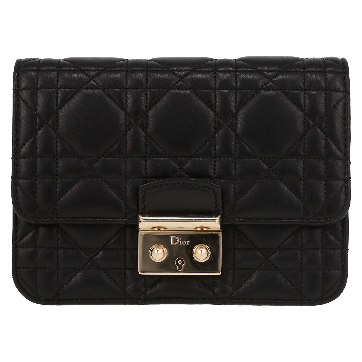 Sac bandoulière Dior  Miss Dior Promenade en cuir cannage noir - Detail D2