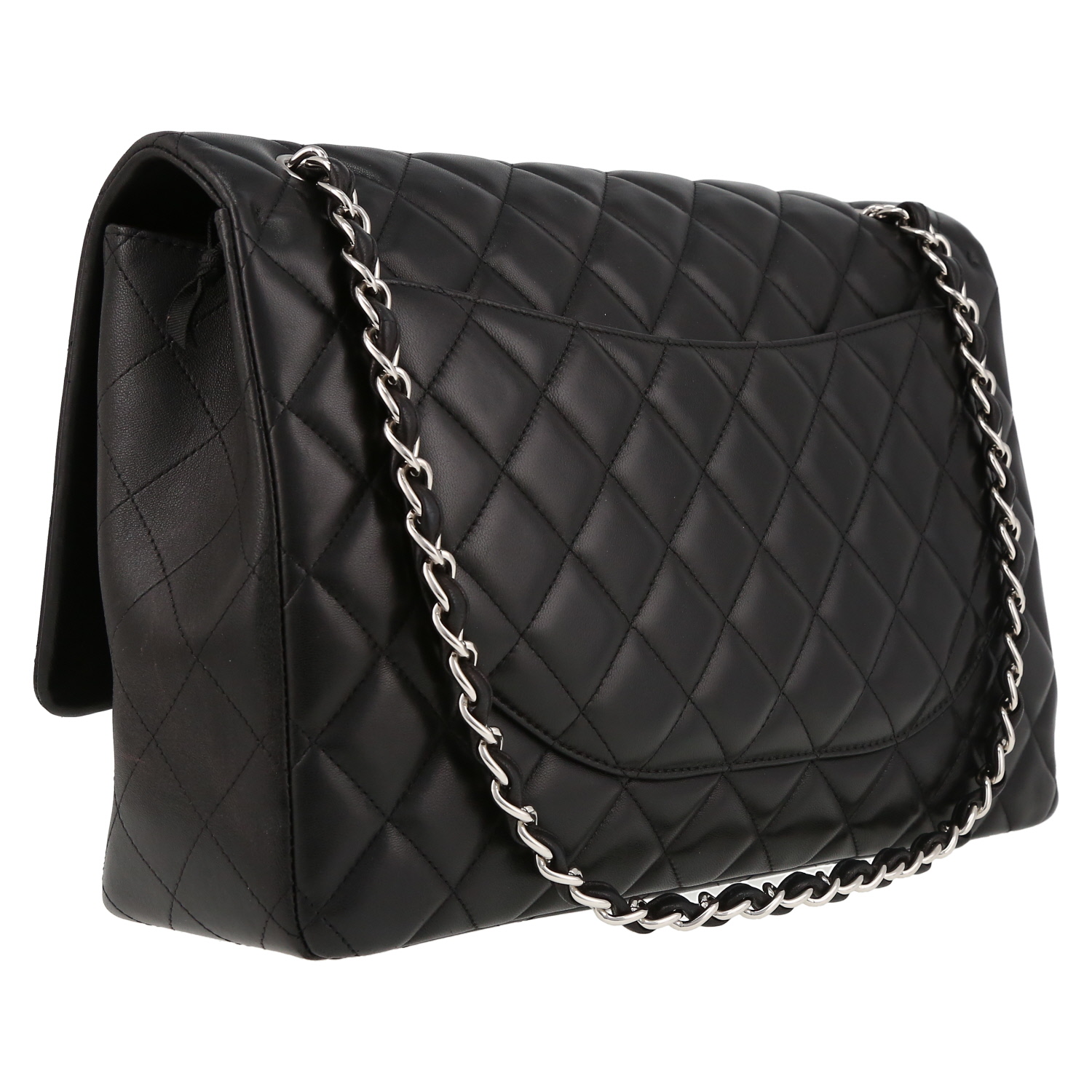 Sac bandoulière Chanel Timeless Maxi Jumbo en cuir matelassé noir - Detail D6