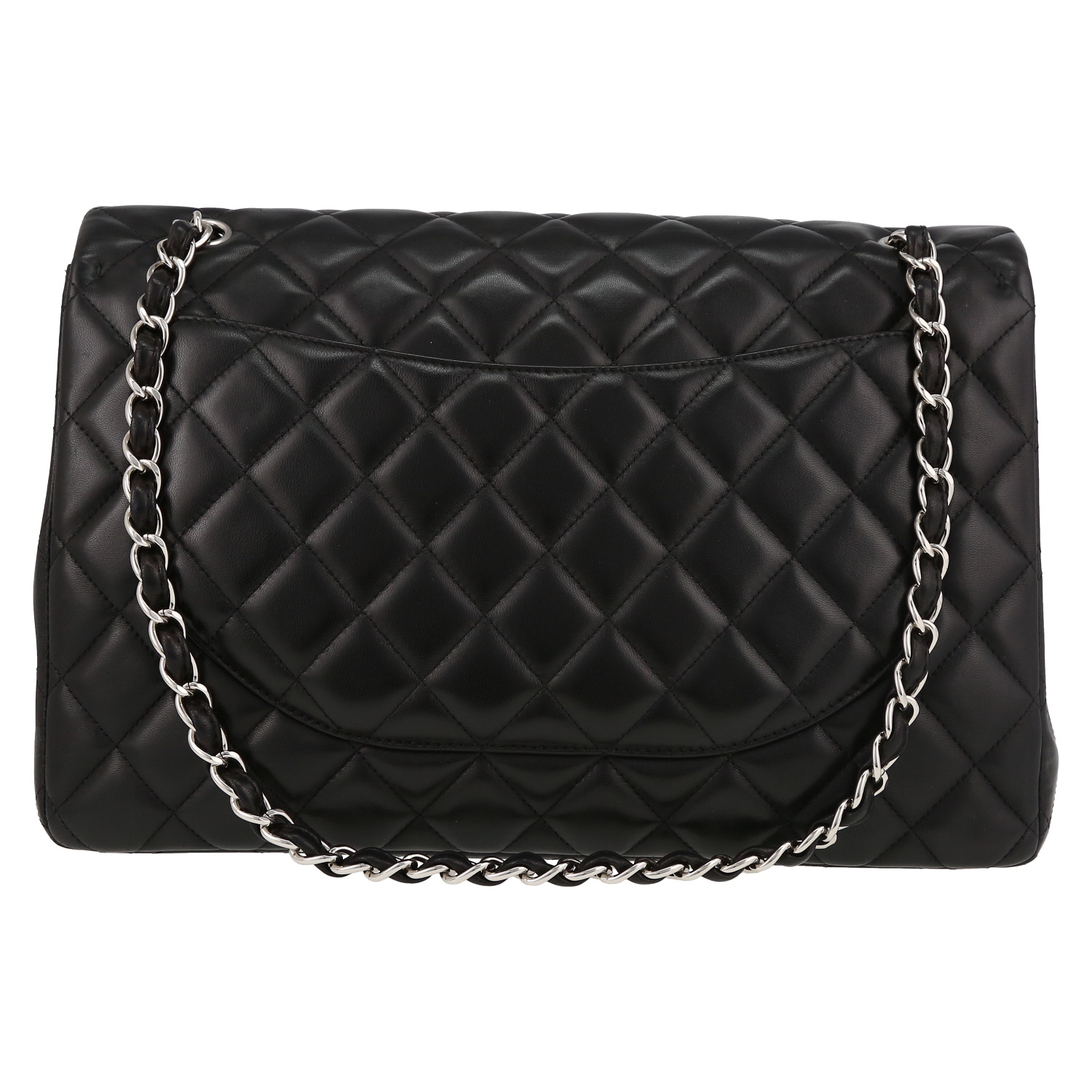 Sac bandoulière Chanel Timeless Maxi Jumbo en cuir matelassé noir - Detail D7