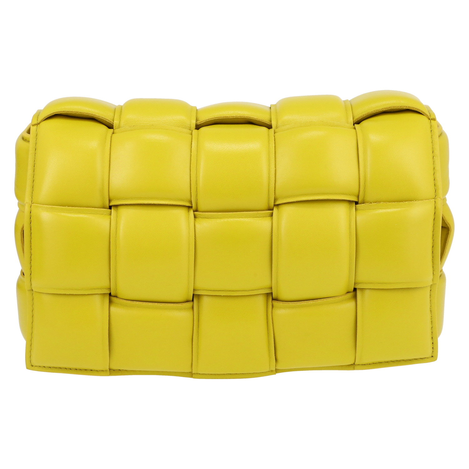 Bottega Veneta  Padded Cassette shoulder bag  in yellow intrecciato leather - Detail D2