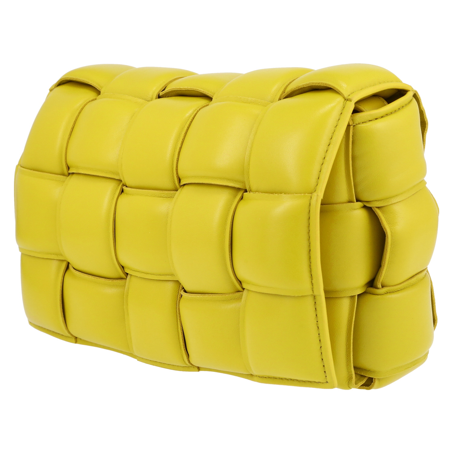 Bottega Veneta  Padded Cassette shoulder bag  in yellow intrecciato leather - Detail D3