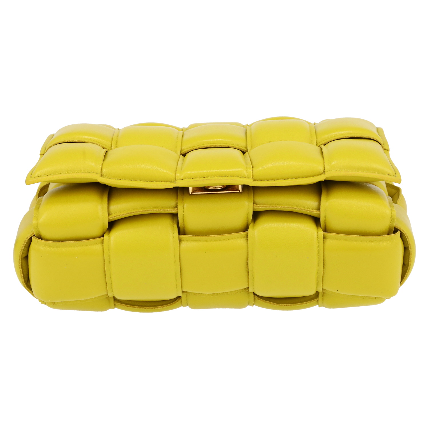 Borsa a tracolla Bottega Veneta  Padded Cassette in pelle intrecciata gialla - Detail D4