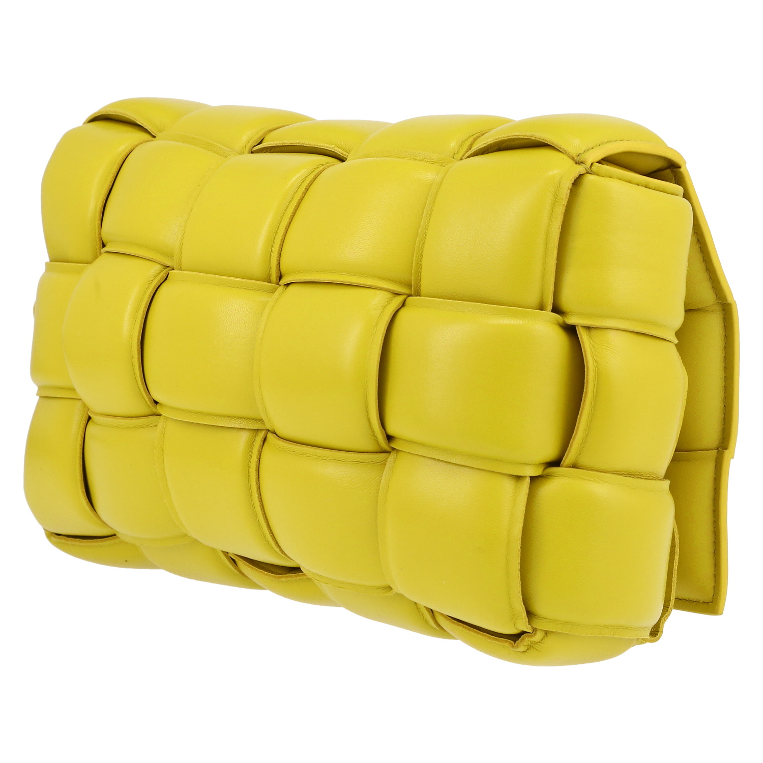 Bottega Veneta  Padded Cassette shoulder bag  in yellow intrecciato leather - Detail D5
