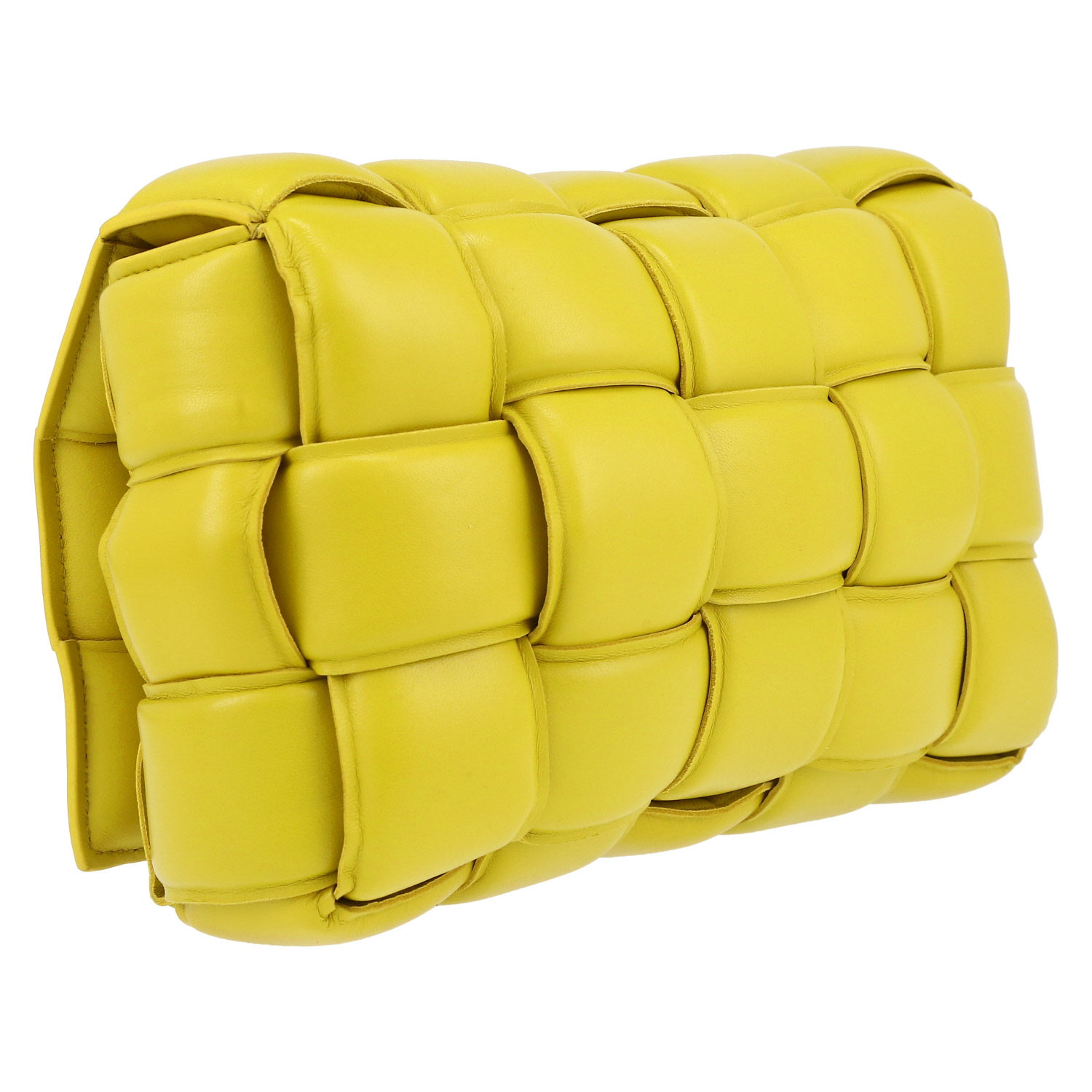 Borsa a tracolla Bottega Veneta  Padded Cassette in pelle intrecciata gialla - Detail D6