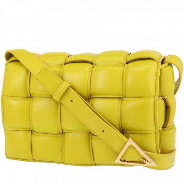 Bottega Veneta Padded Cassette Shoulder Bag in Yellow Intrecciato