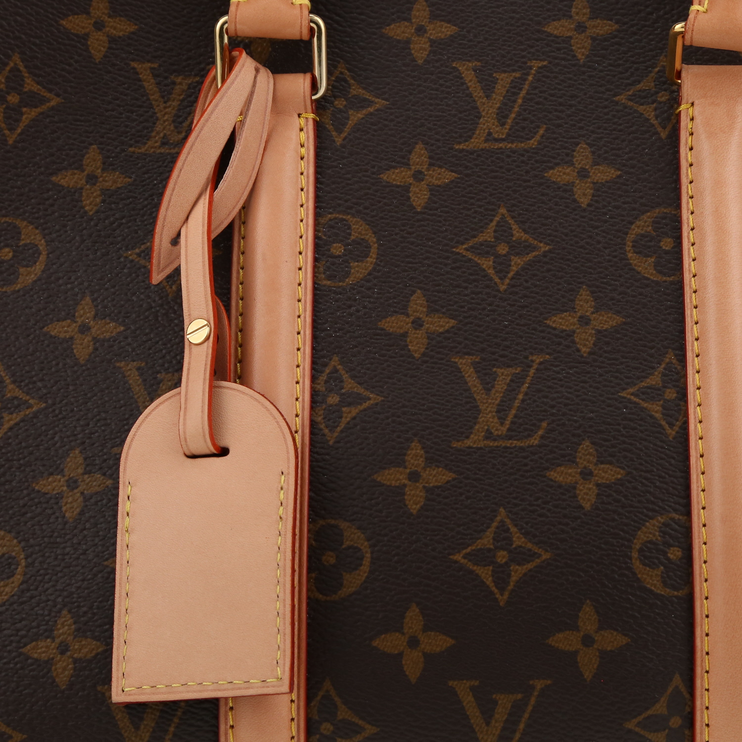 Bolso de mano Louis Vuitton  Soufflot MM en lona Monogram y cuero natural - Detail D1