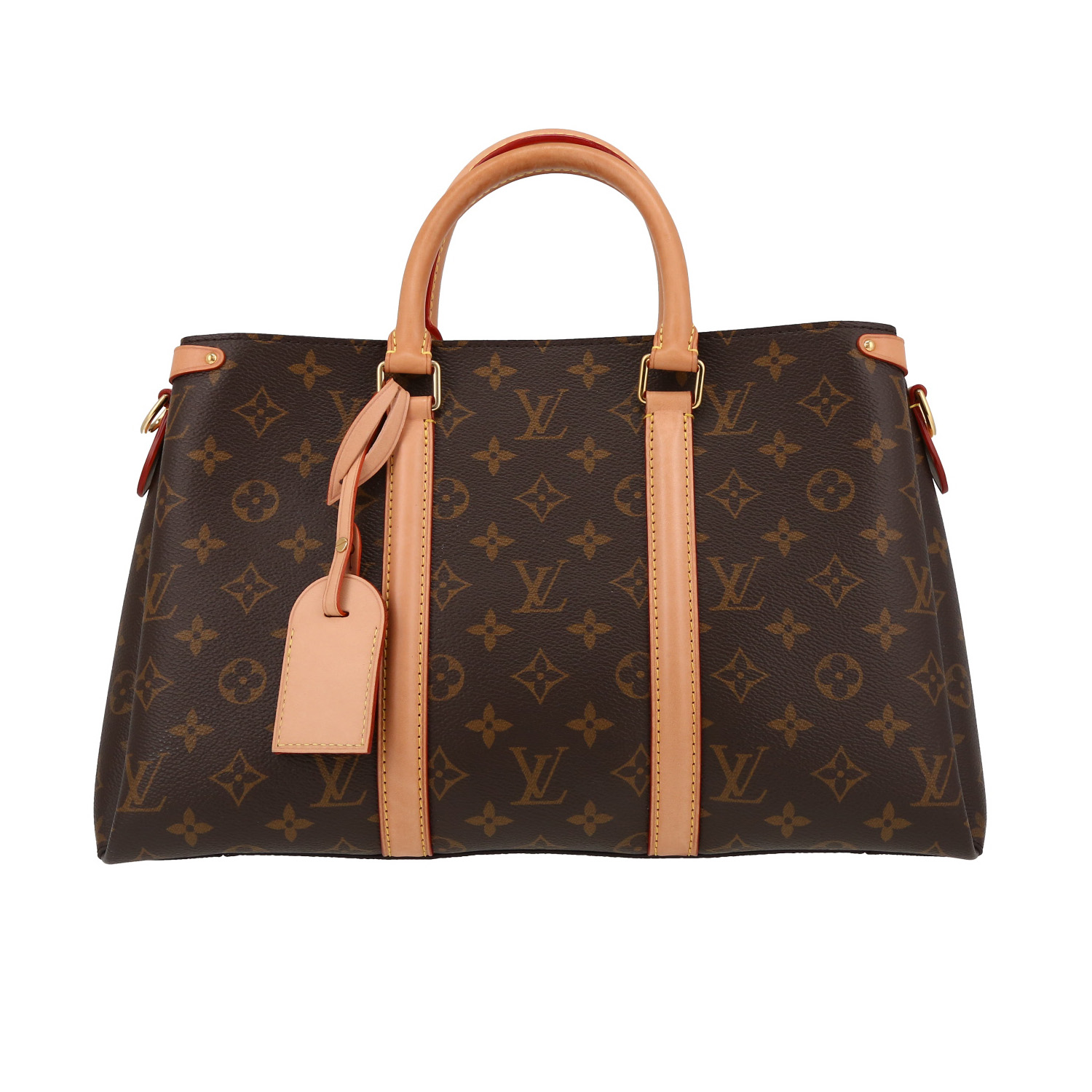 Bolso de mano Louis Vuitton  Soufflot MM en lona Monogram y cuero natural - Detail D2