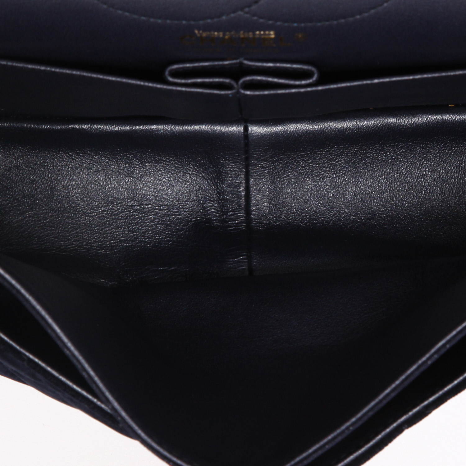 Borsa a tracolla Chanel  Chanel 2.55 in velluto blu marino e marrone - Detail D8