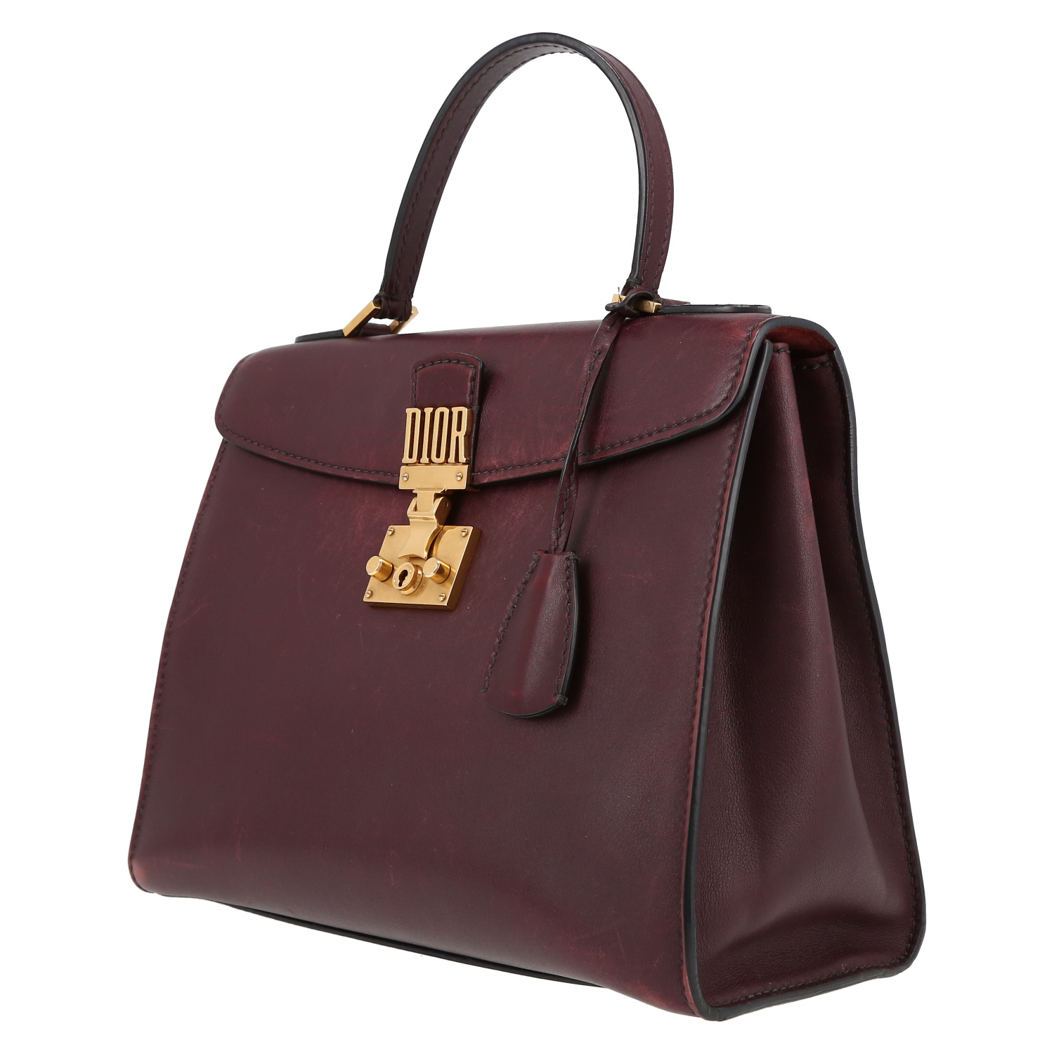 Sac bandoulière Dior  Dioraddict en cuir bordeaux - Detail D3