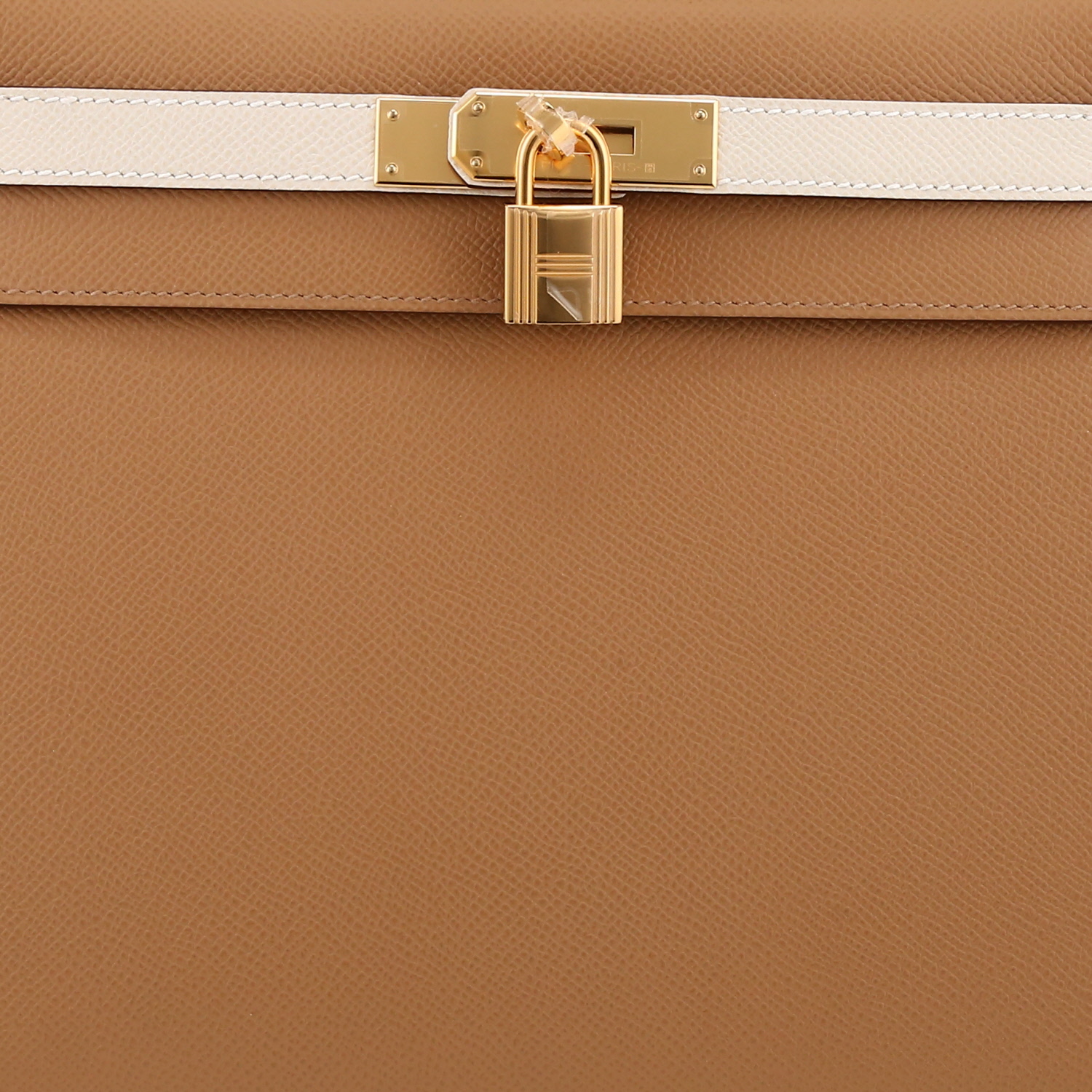 Borsa Hermès  Kelly 28 cm in pelle Epsom Craie e Biscuit - Detail D1