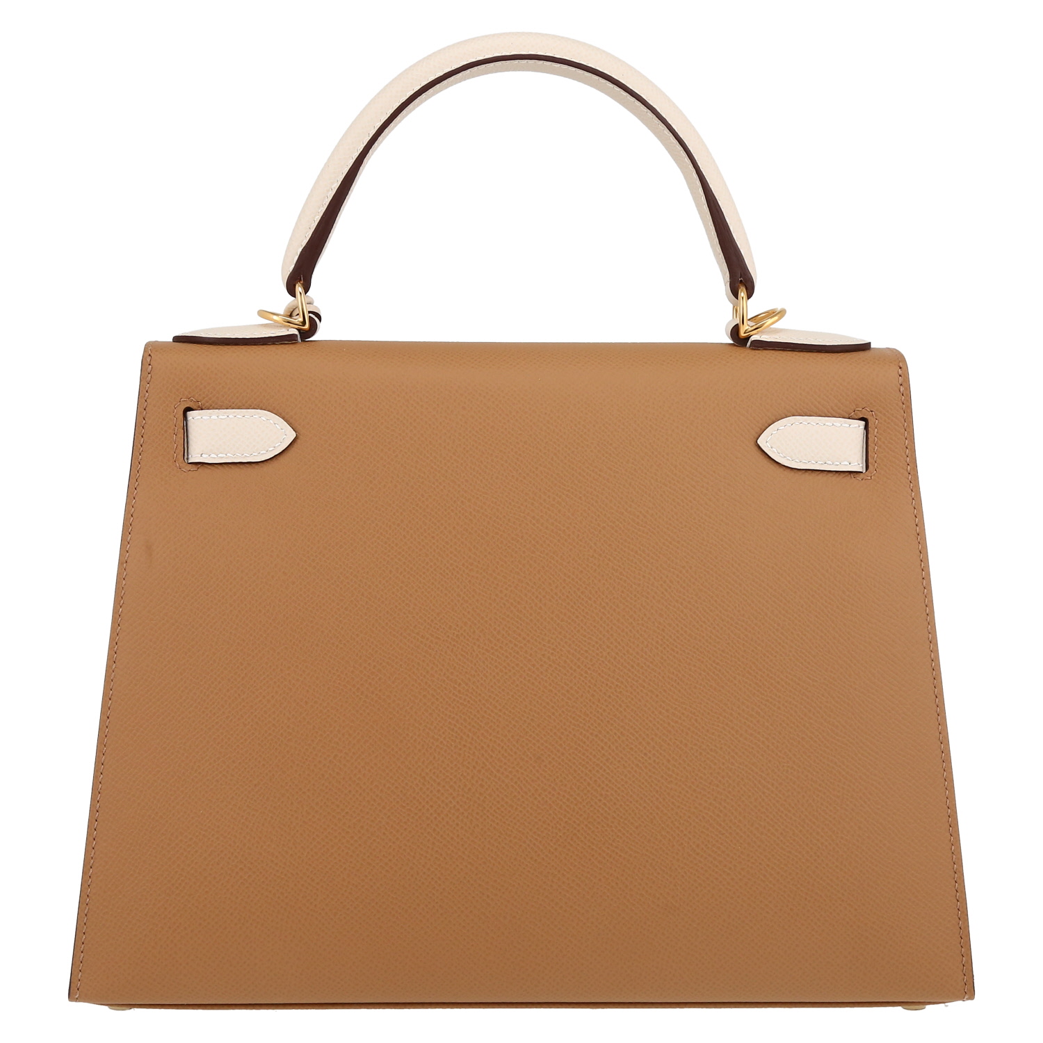 Hermès  Kelly 28 cm handbag  in Craie and Biscuit epsom leather - Detail D7