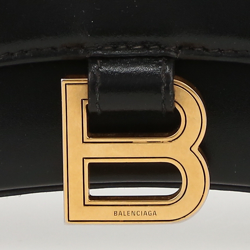 Bolso de mano Balenciaga  Hourglass XS  en cuero negro - Detail D1