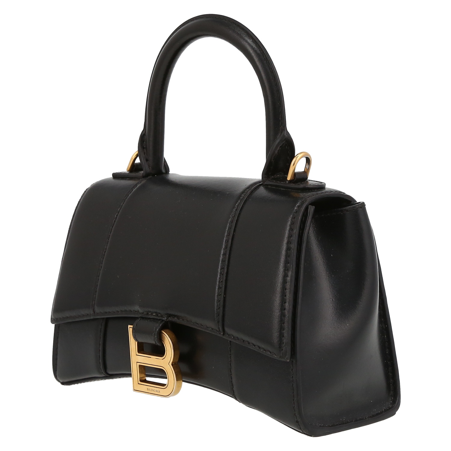 Sac à main Balenciaga Hourglass XS en cuir noir - Detail D3