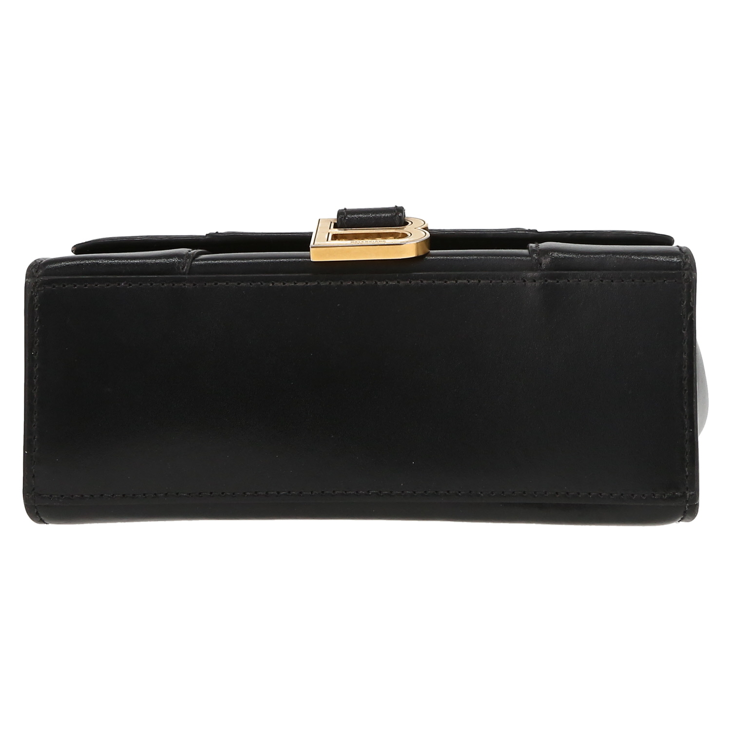 Sac à main Balenciaga Hourglass XS en cuir noir - Detail D4