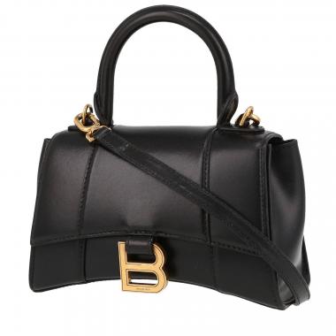 Bolso de mano Balenciaga  Hourglass XS  en cuero negro