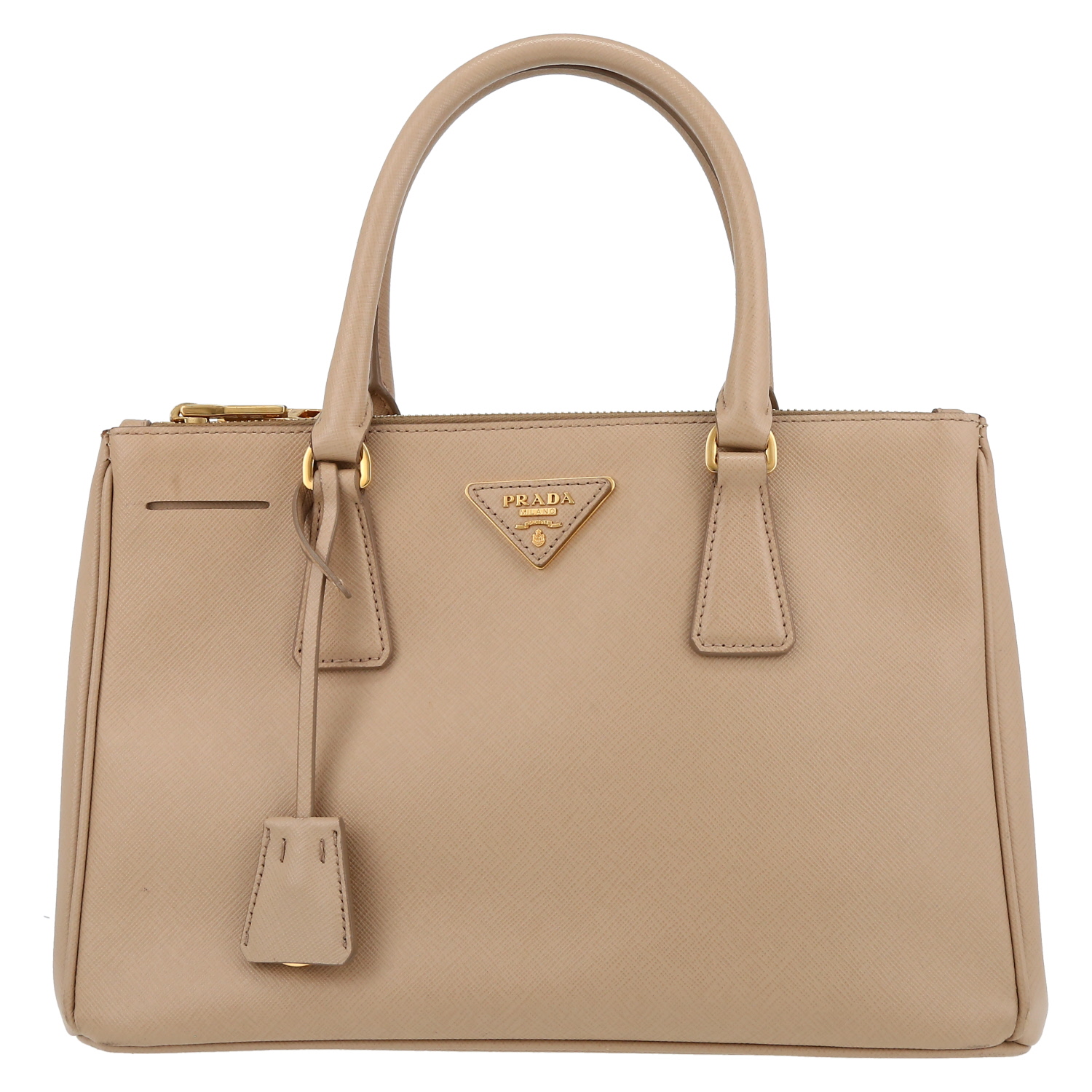 Prada  Galleria handbag  in beige leather saffiano - Detail D2