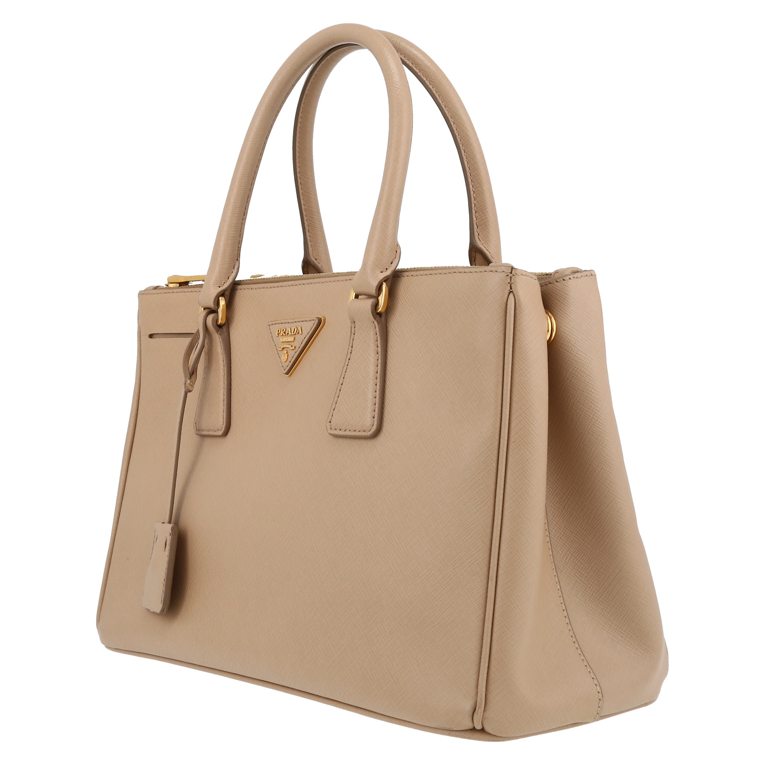 Bolso de mano Prada  Galleria en cuero saffiano beige - Detail D3