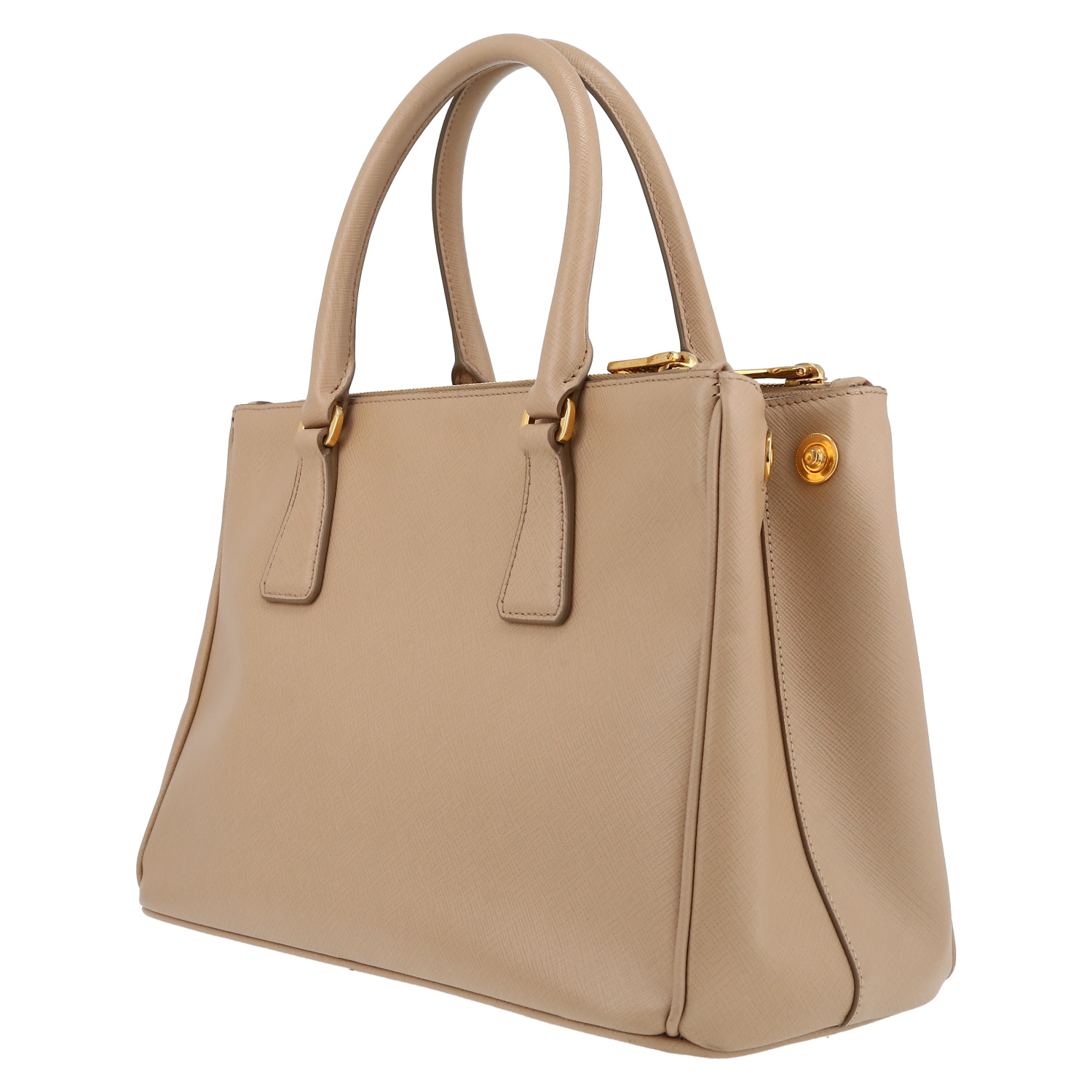 Prada  Galleria handbag  in beige leather saffiano - Detail D5
