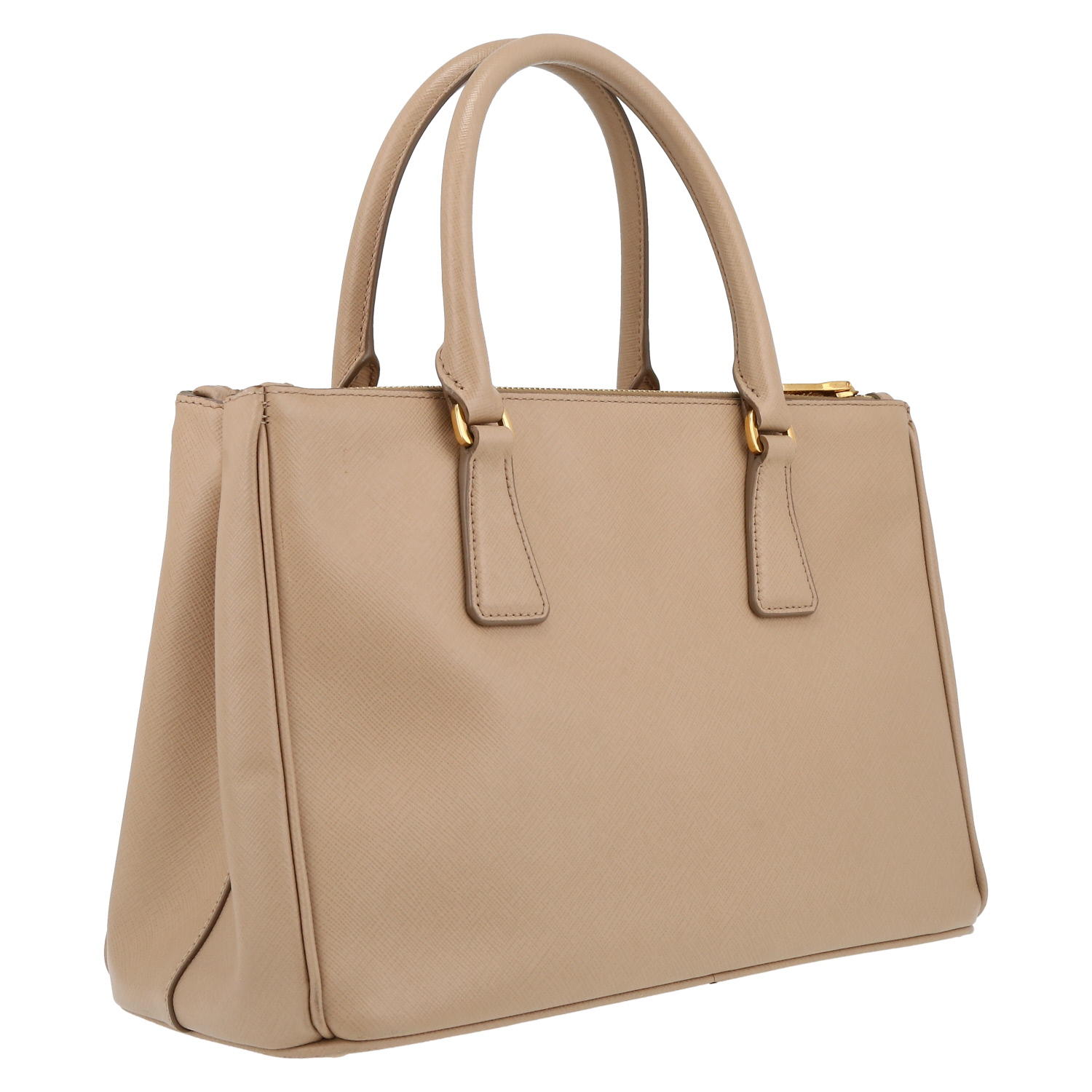 Sac à main Prada  Galleria en cuir saffiano beige - Detail D6