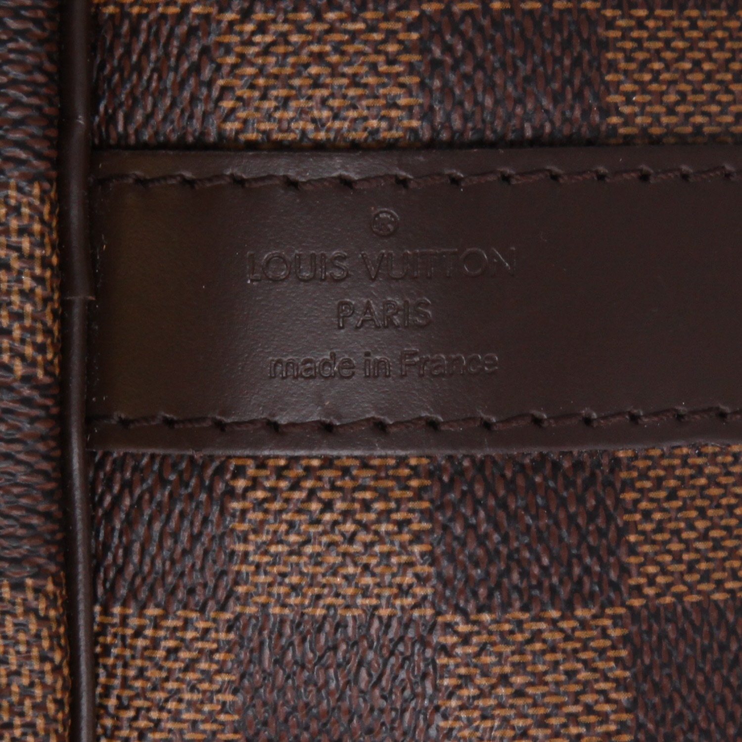 Louis Vuitton  Keepall 55 travel bag  in ebene damier canvas  and brown leather - Detail D2