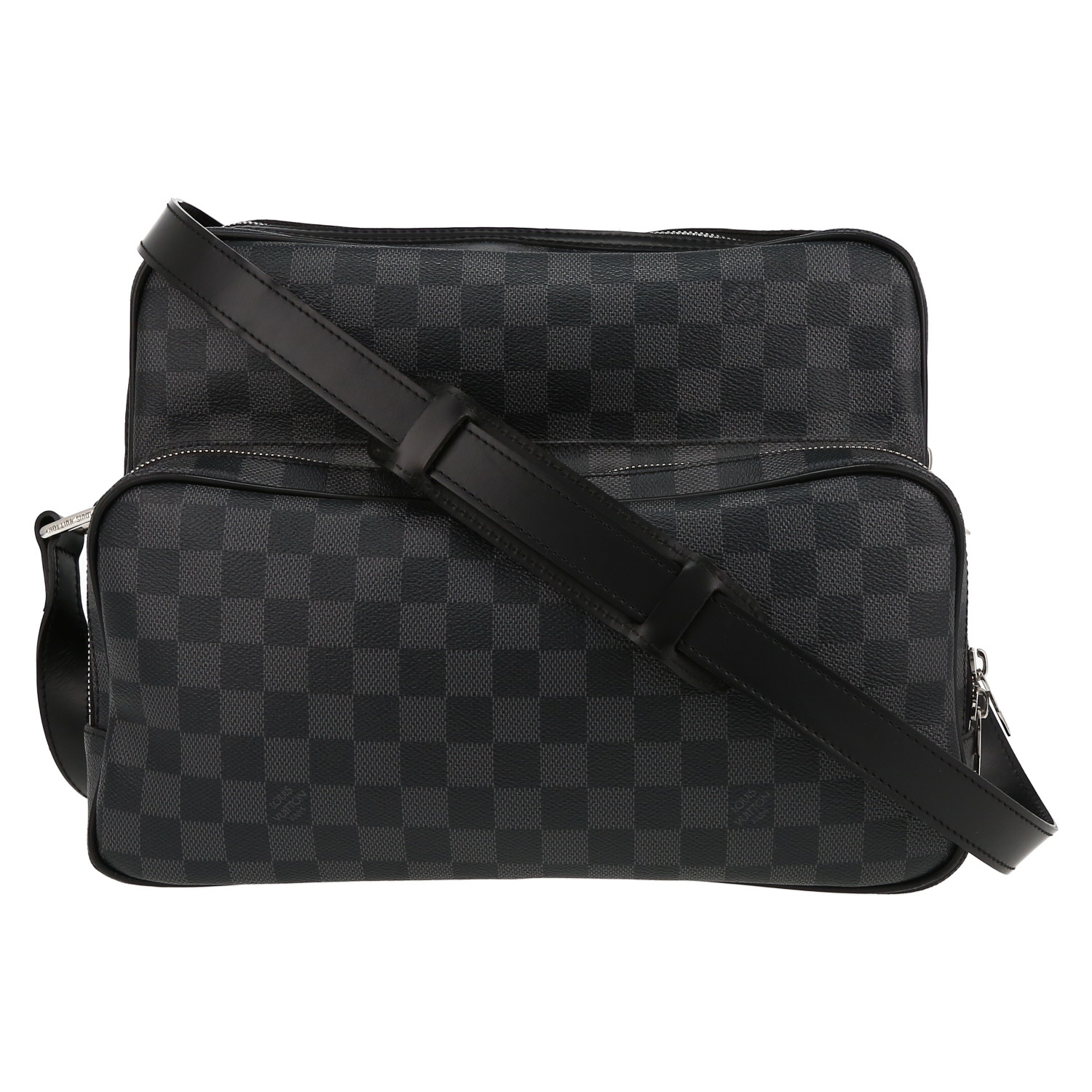 Louis Vuitton  Leoh shoulder bag  damier graphite canvas  and black leather - Detail D2