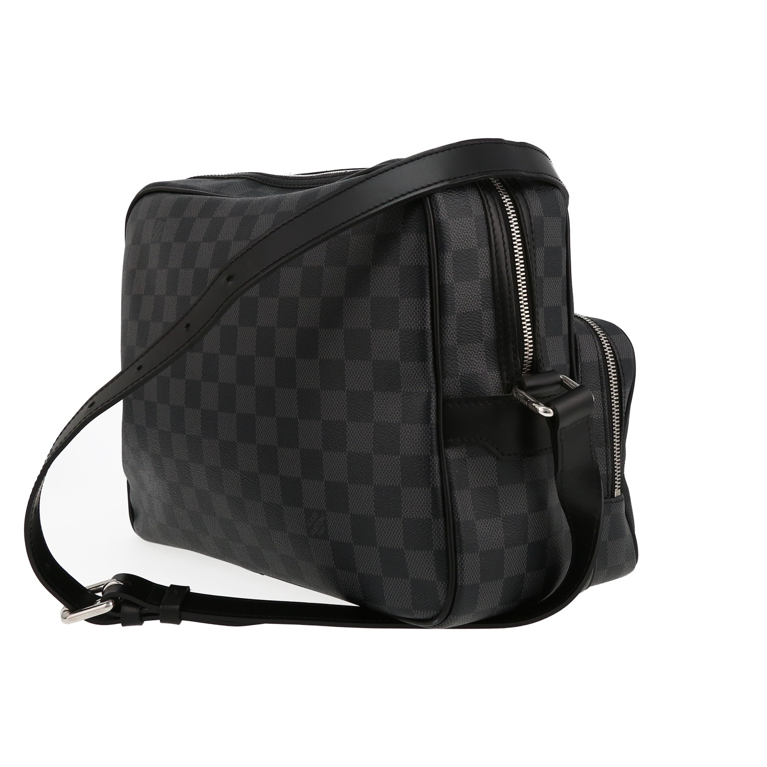 Borsa a tracolla Louis Vuitton  Leoh in tela a scacchi e pelle nera - Detail D5