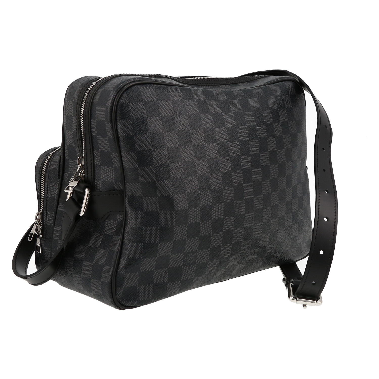 Borsa a tracolla Louis Vuitton  Leoh in tela a scacchi e pelle nera - Detail D6