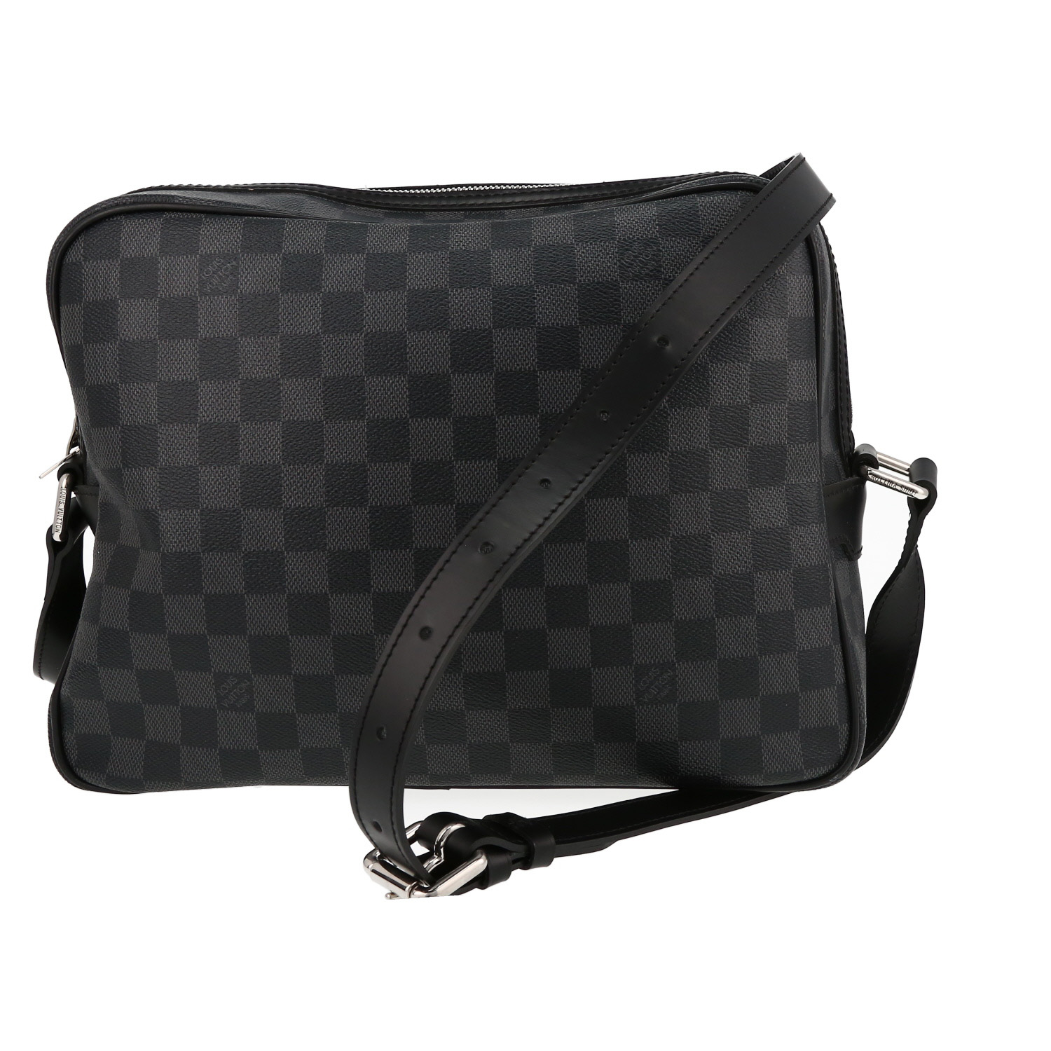 Borsa a tracolla Louis Vuitton  Leoh in tela a scacchi e pelle nera - Detail D7