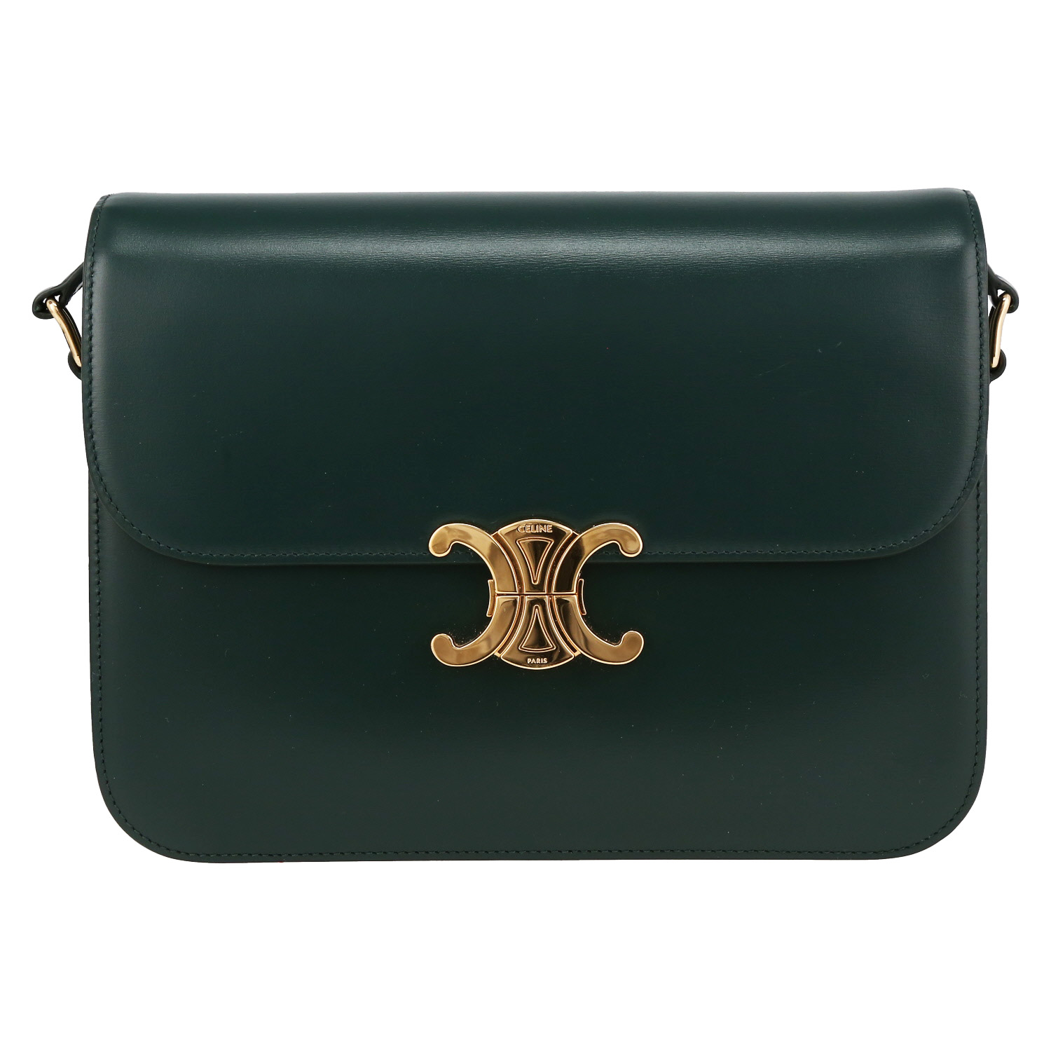 Bolso bandolera Celine  Triomphe modelo grande  en cuero verde - Detail D2