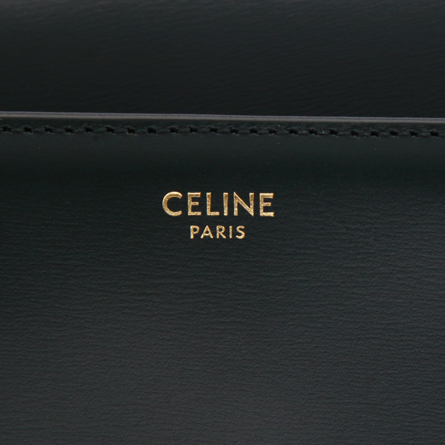 Celine  Triomphe large model  shoulder bag  in green leather - Detail D9
