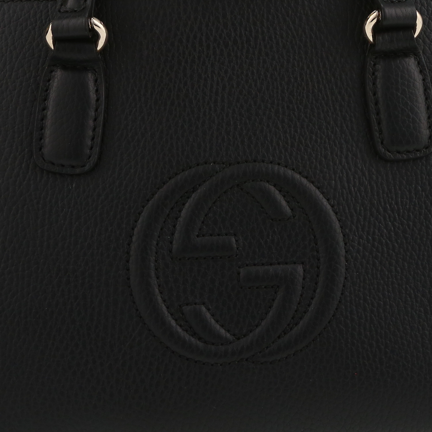 Gucci  Soho shopping bag  in black grained leather - Detail D1