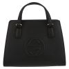 Gucci  Soho shopping bag  in black grained leather - Detail D2 thumbnail