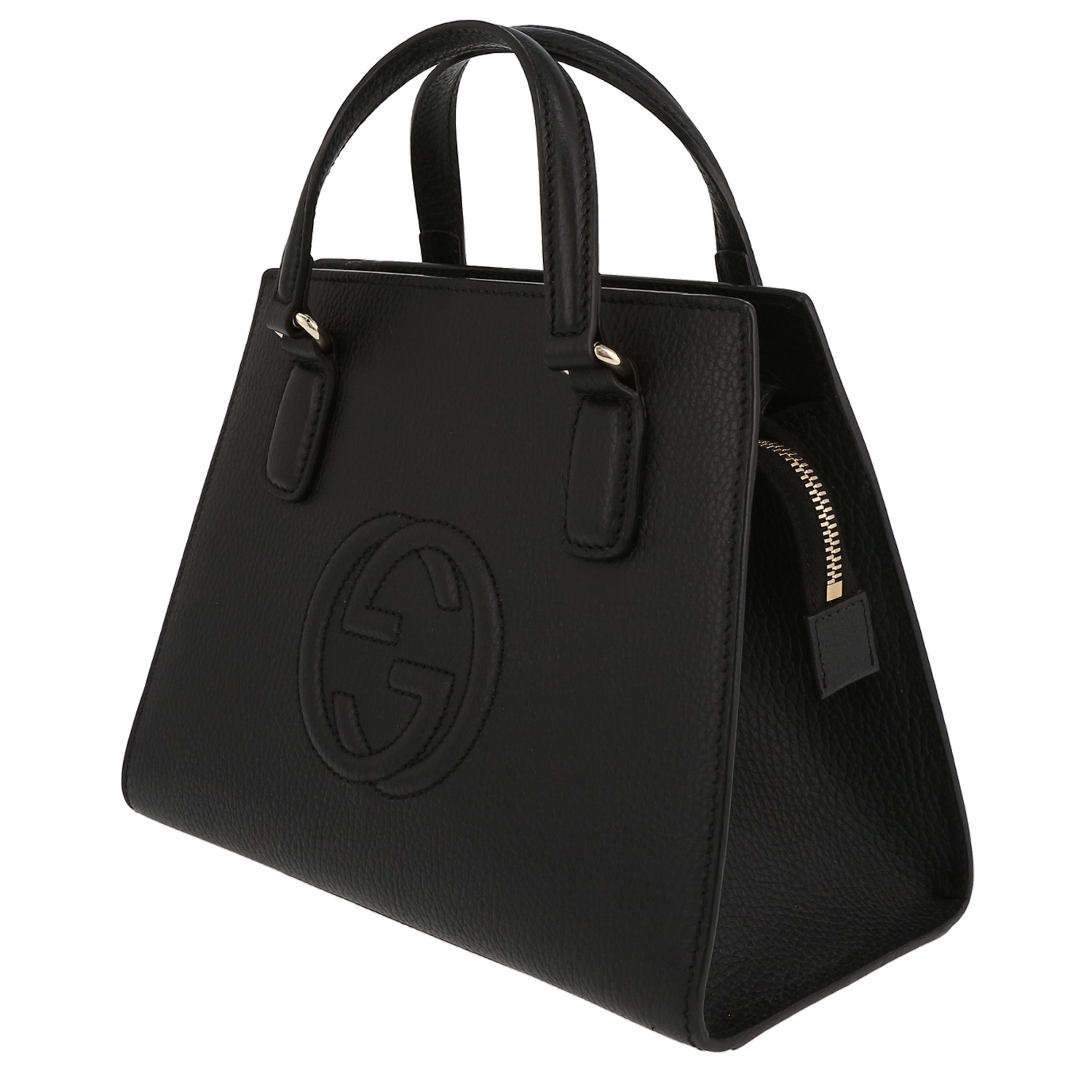 Sac cabas Gucci  Soho en cuir grainé noir - Detail D3