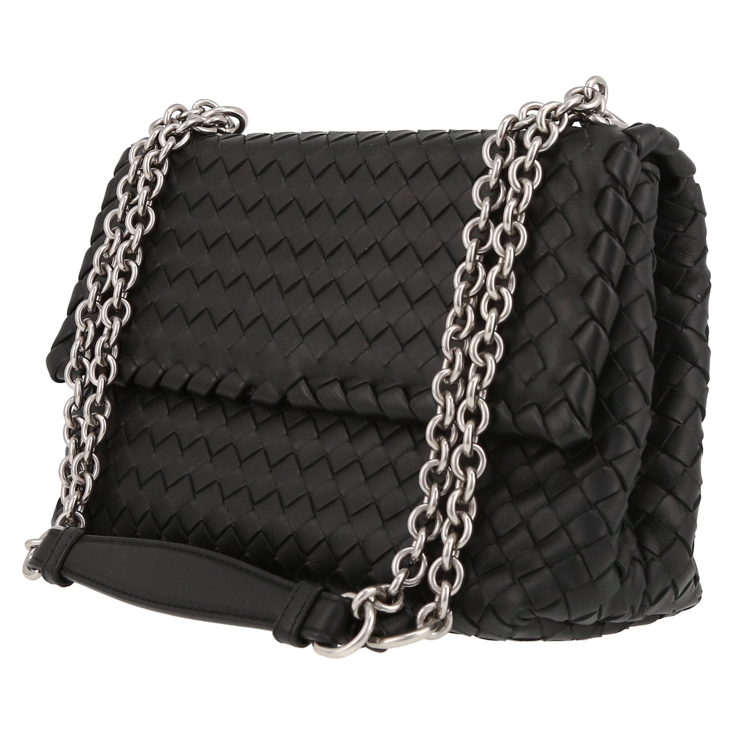 Bolso de mano Bottega Veneta  Olimpia en cuero intrecciato negro - Detail D3