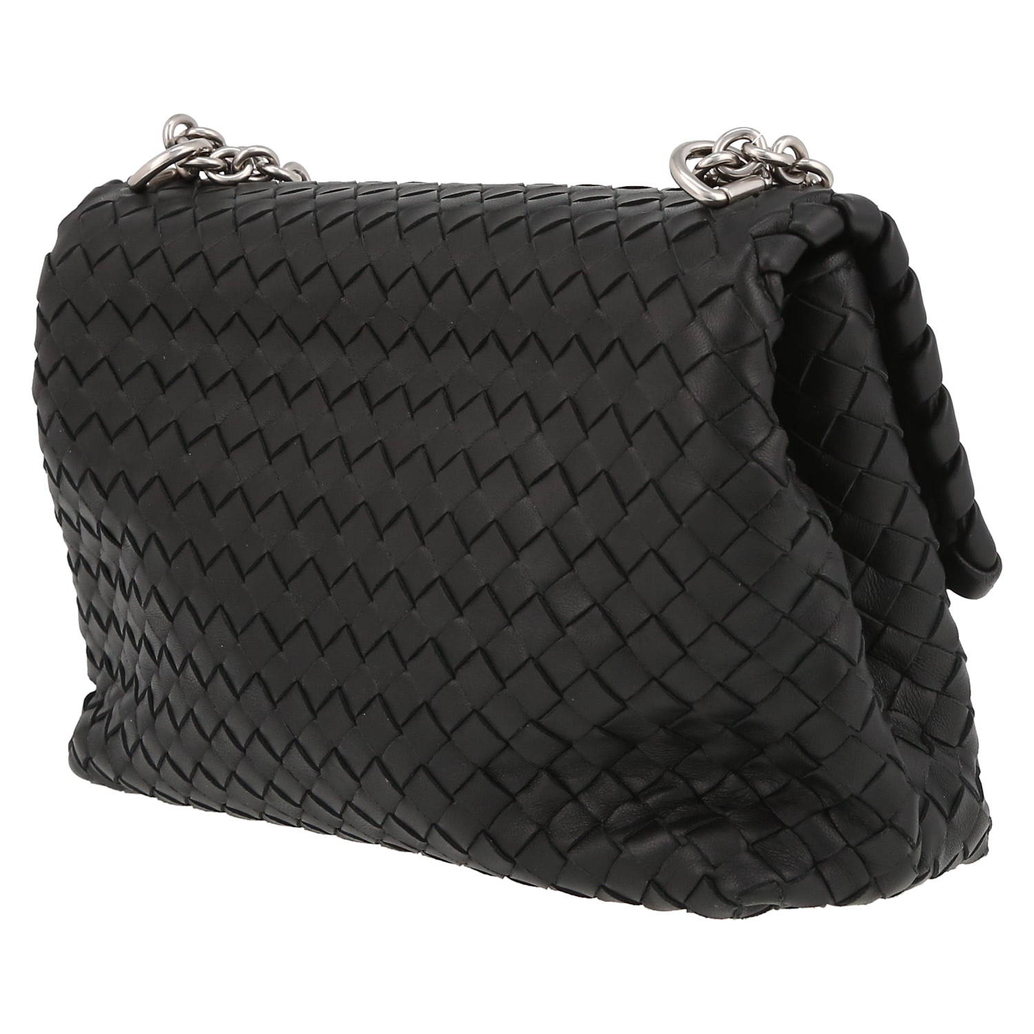 Bolso de mano Bottega Veneta  Olimpia en cuero intrecciato negro - Detail D5